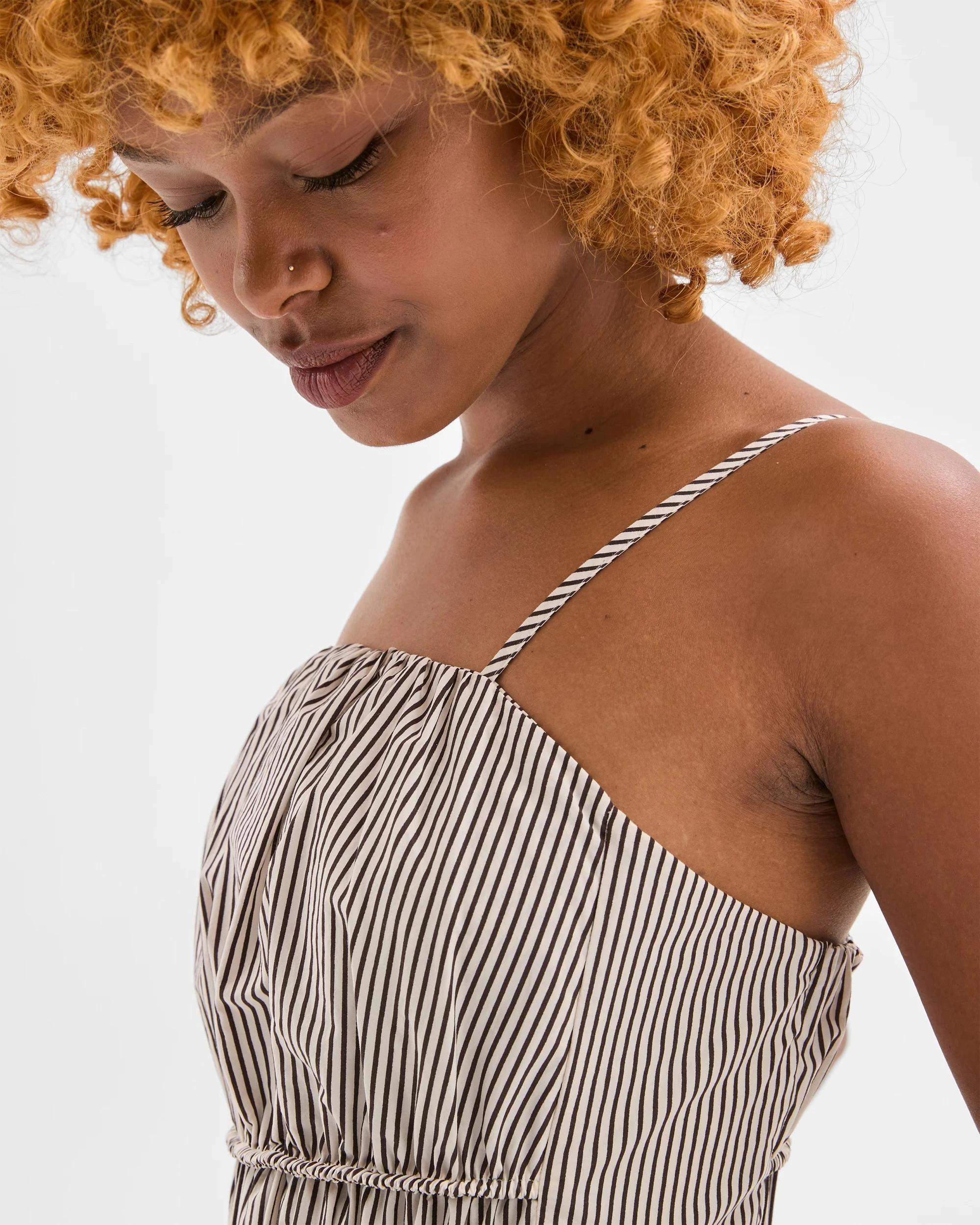 5 Target Petites Petites Australian Cotton Channel Tie Maxi Dress BURNETTE/WHITE STRIPE, 5 of 5