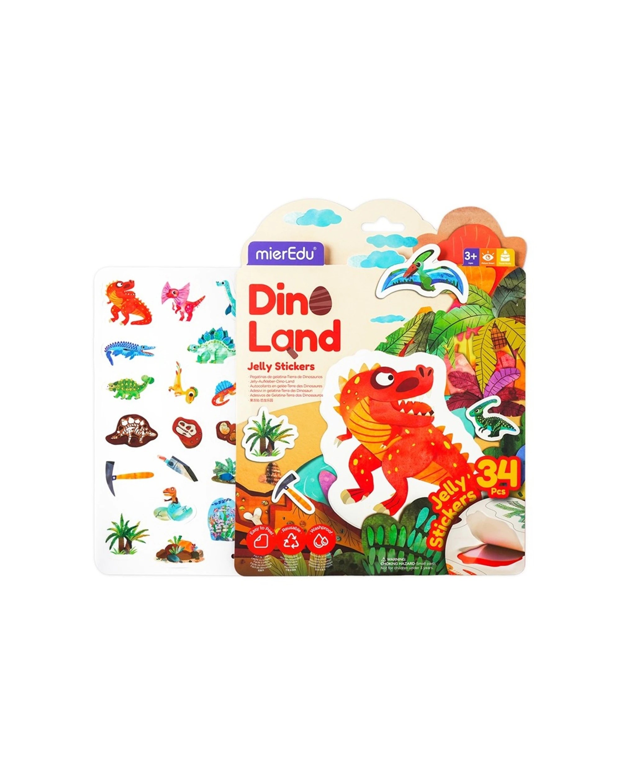 2 Mieredu Jelly Stickers Dino Land Kids Activity Toy Reusable - Multi, 2 of 3