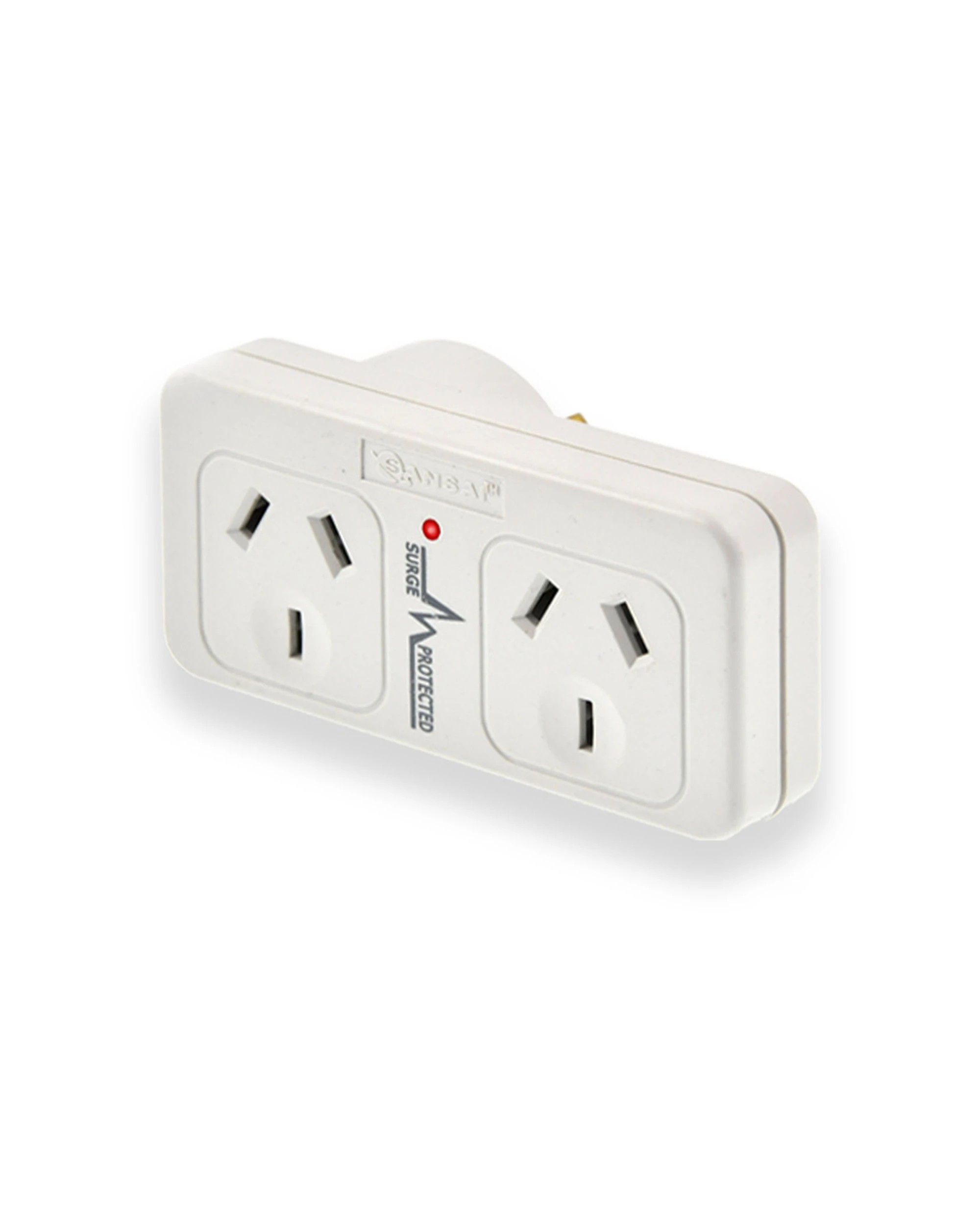 1 Sansai 2400W Surged Double Left Power Adaptor Plug Socket 240V Protector - White, 1 of 1