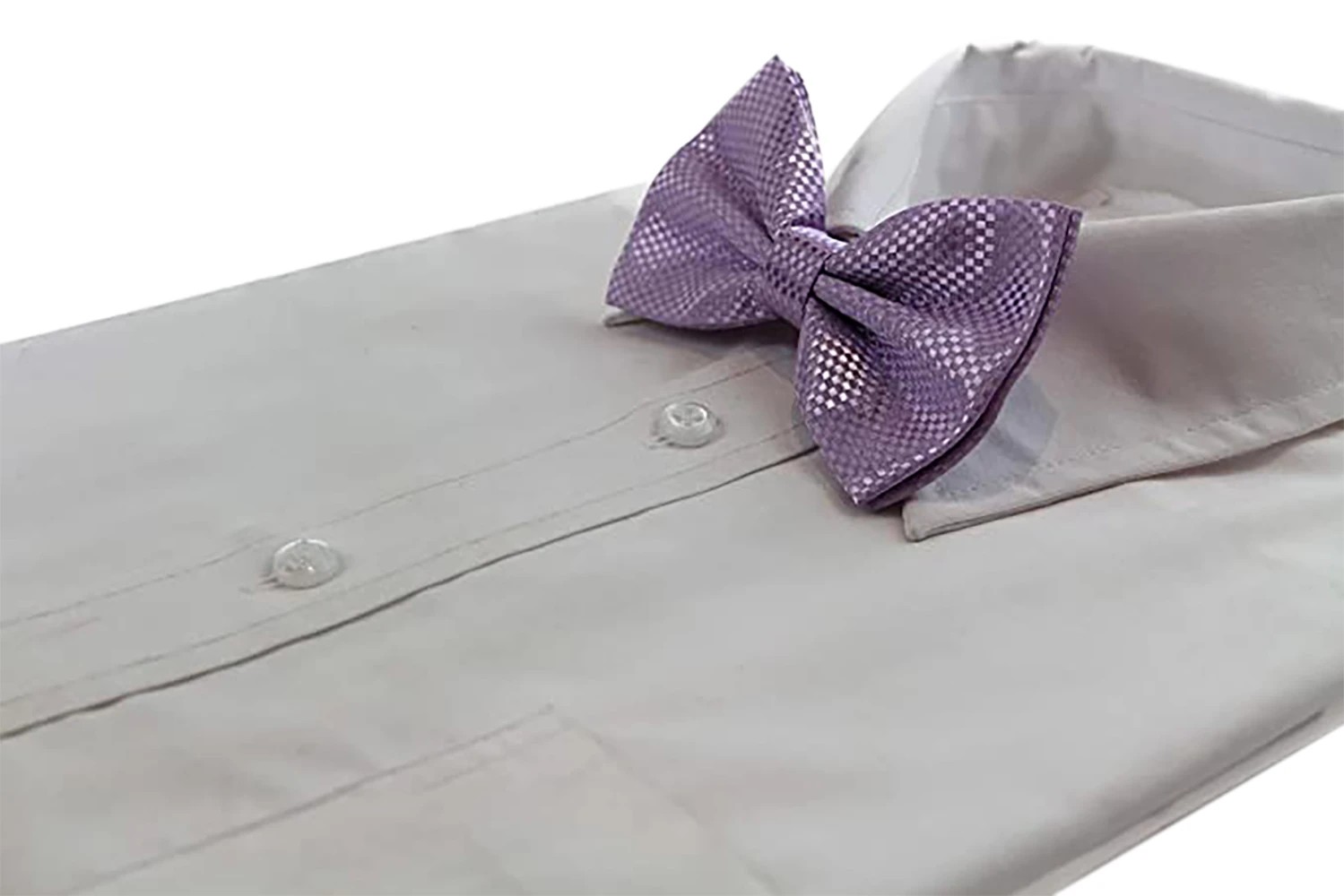4 Zasel Mens Lavender Disco Shine Checkered Patterned Bow Tie - Purple, 4 of 4