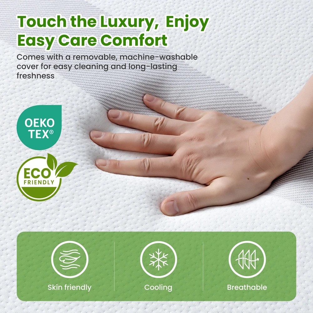 7 BedStory Queen Memory Foam Mattress 25cm Cooling Gel Foam Mattress in a Box Medium Feel - Queen Bed - White, 7 of 10