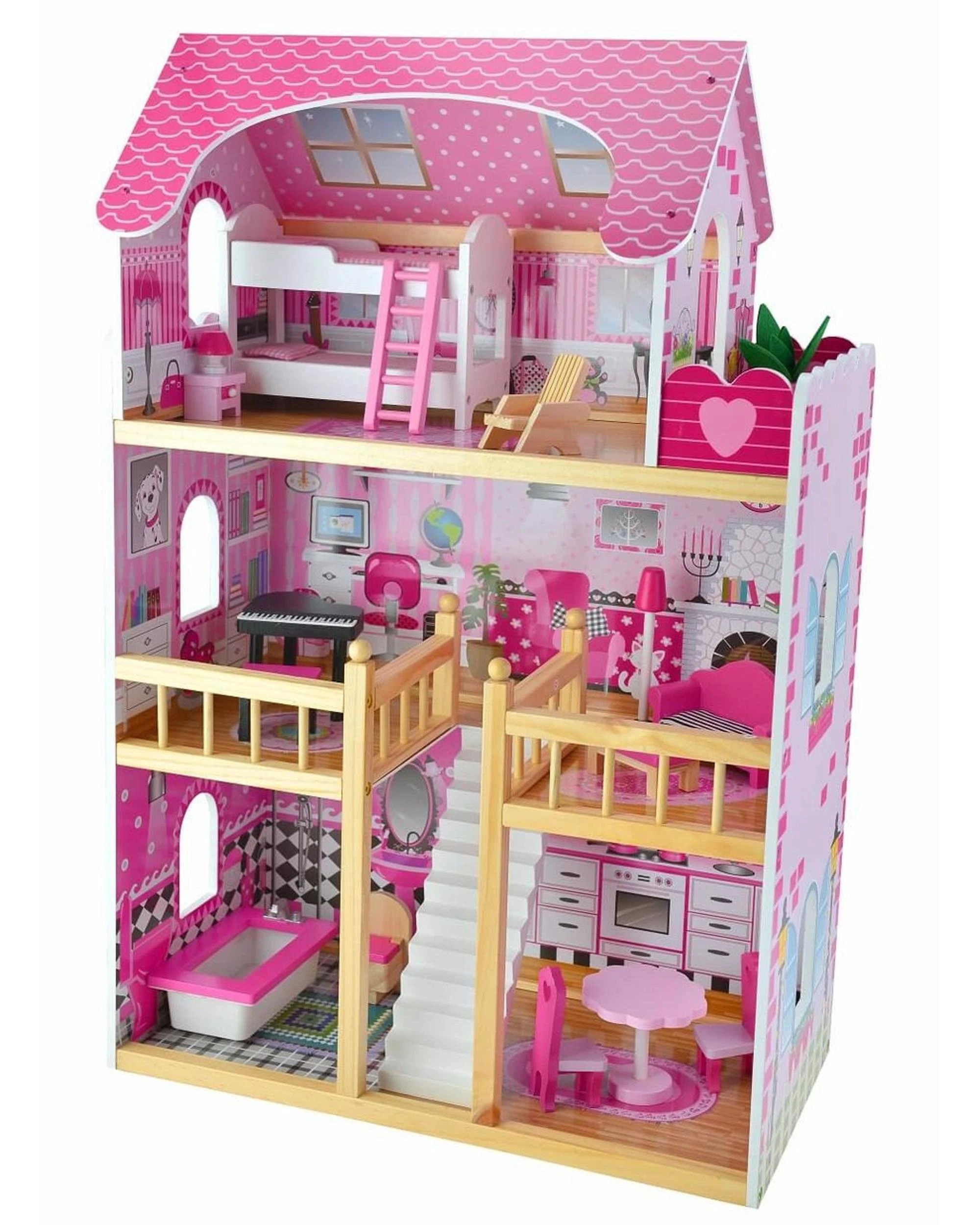 2 Bubbadoo Kids Medium Sized Wooden Doll House, 2 of 2