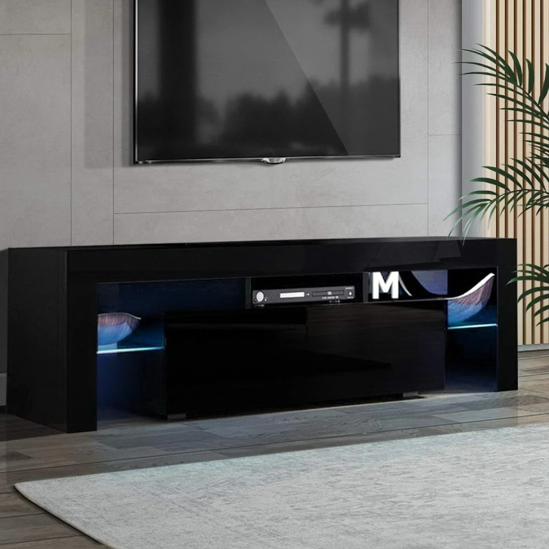 3 Artiss Entertainment Unit TV Cabinet LED 130cm - Black, 3 of 8