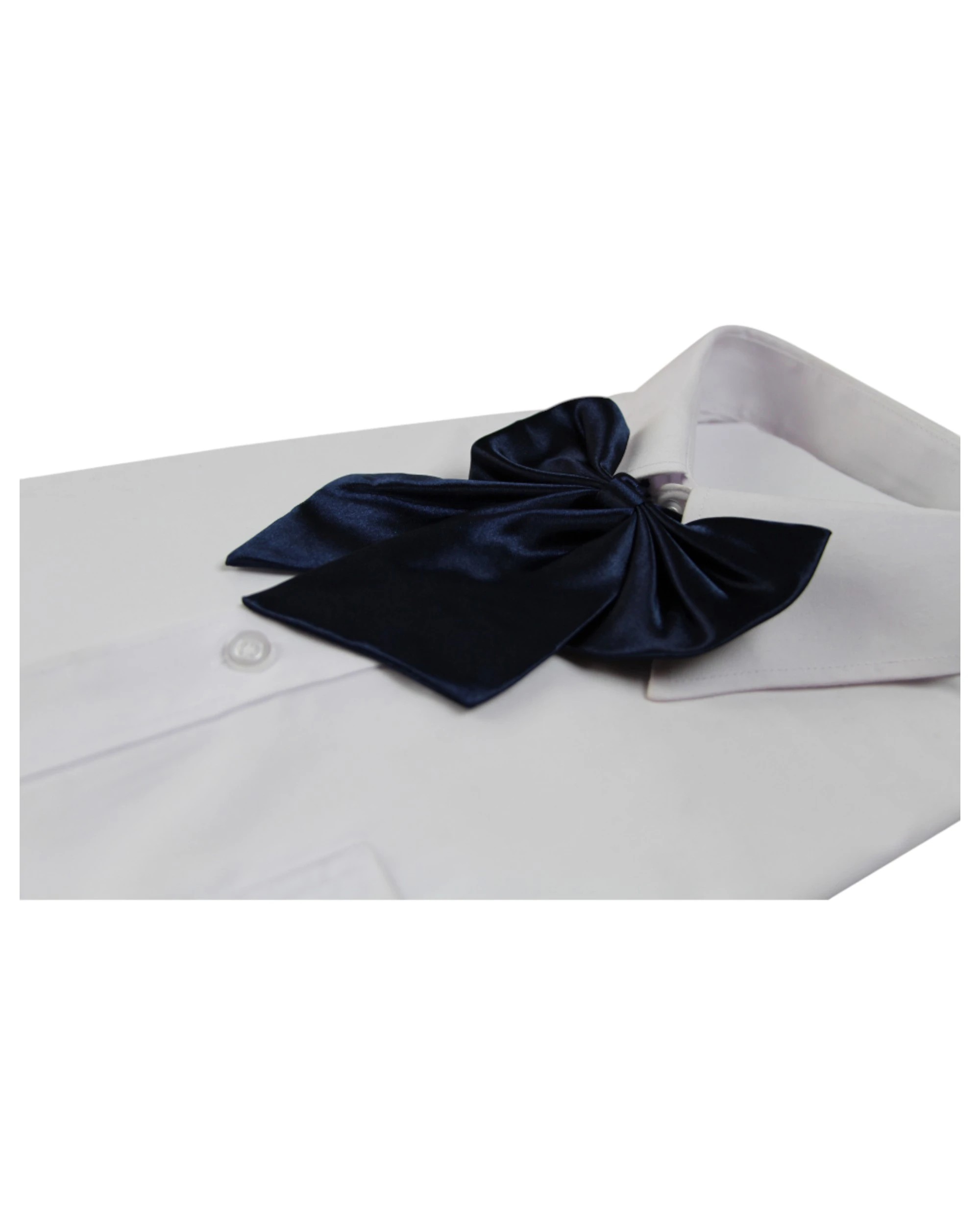 4 Zasel Womens Plain Shirt Collar Bow Tie - Blue, 4 of 4