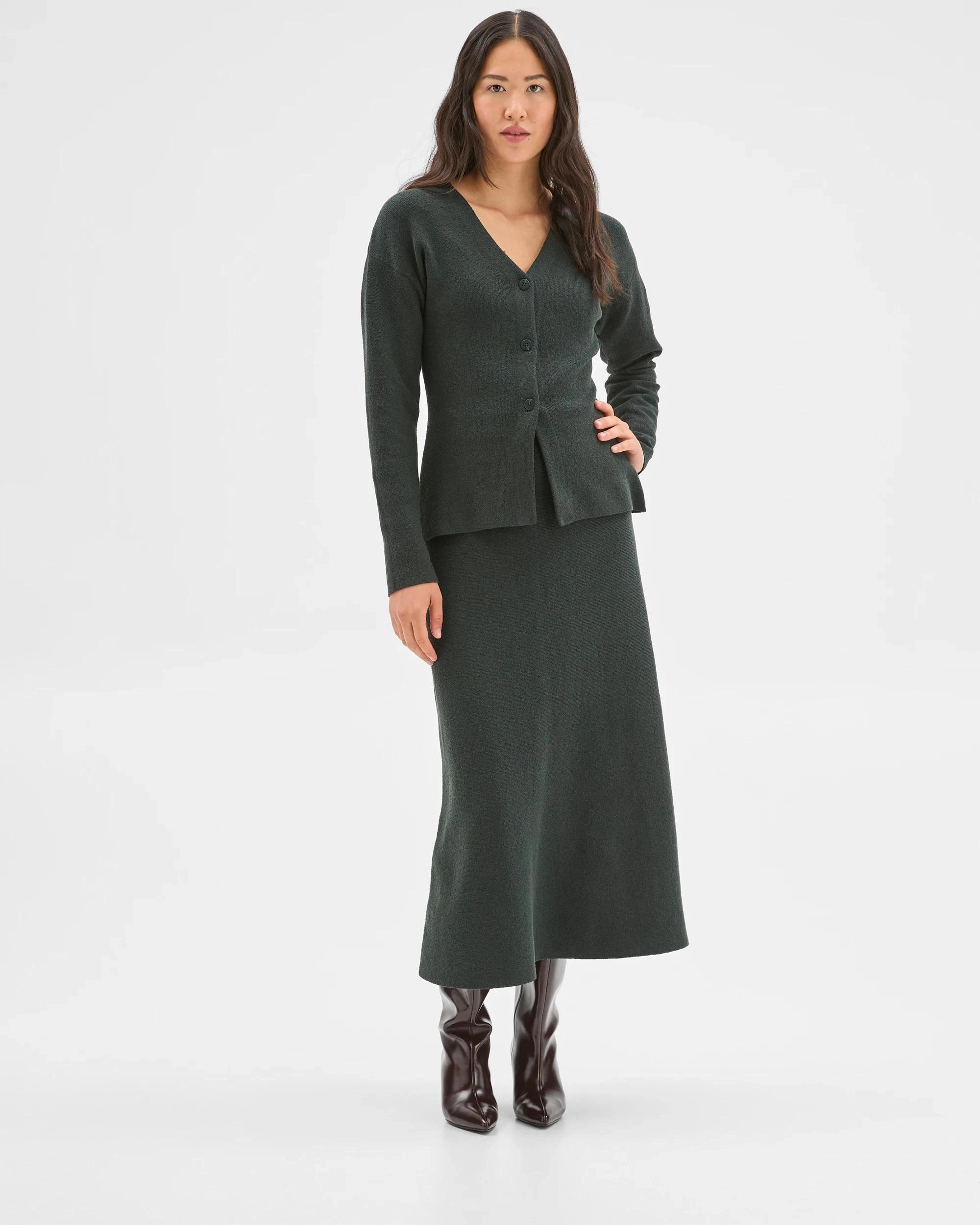 1 Preview Boucle Long Sleeve Cocoon  Cardigan MID JADE, 1 of 6