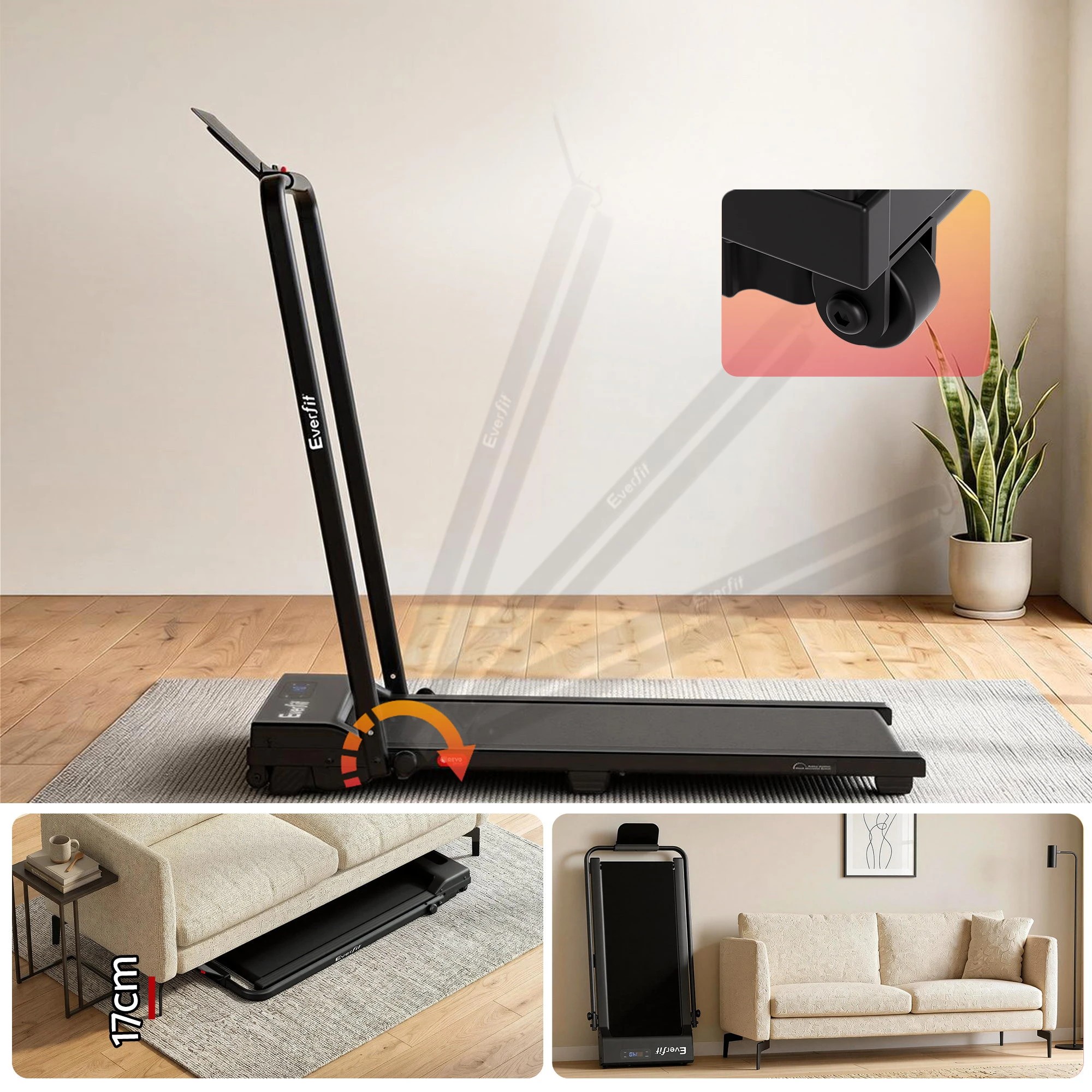 9 Everfit 3 in 1 Walking Pad Treadmill 12% Incline Under Desk Foldable for Home - Black, 9 of 10