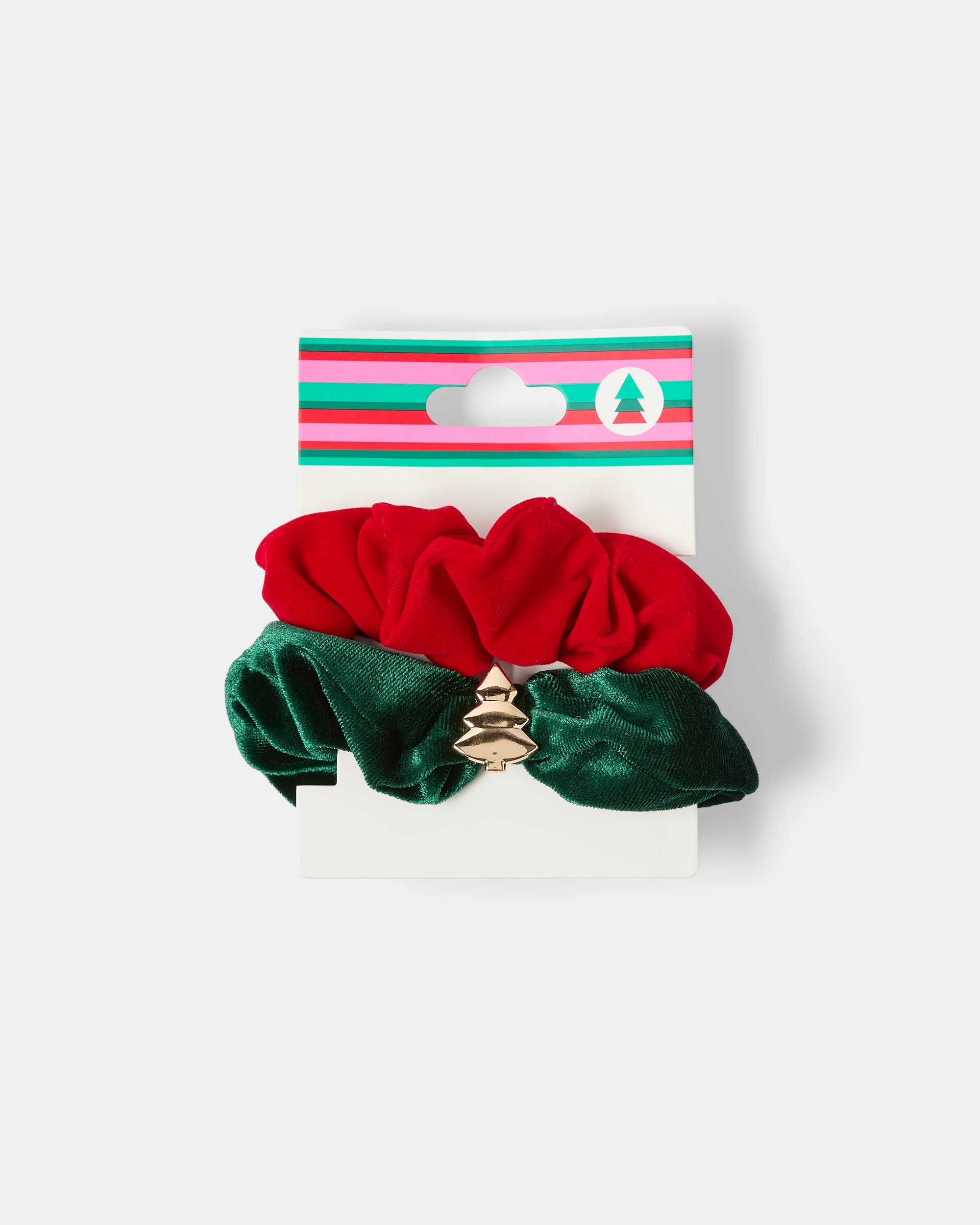 4 2 Pack Christmas Velvet Hair Scrunchies - Red and Green, 4 of 4