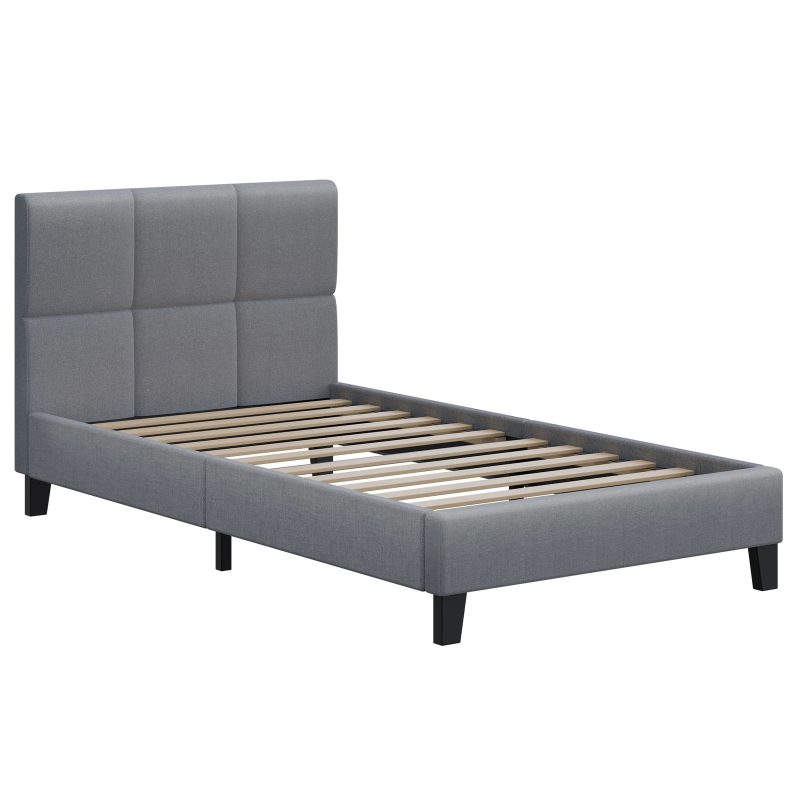 1 Alfordson Bed Frame Single Size Wooden Platform Mattress Base Fabric - Grey, 1 of 10