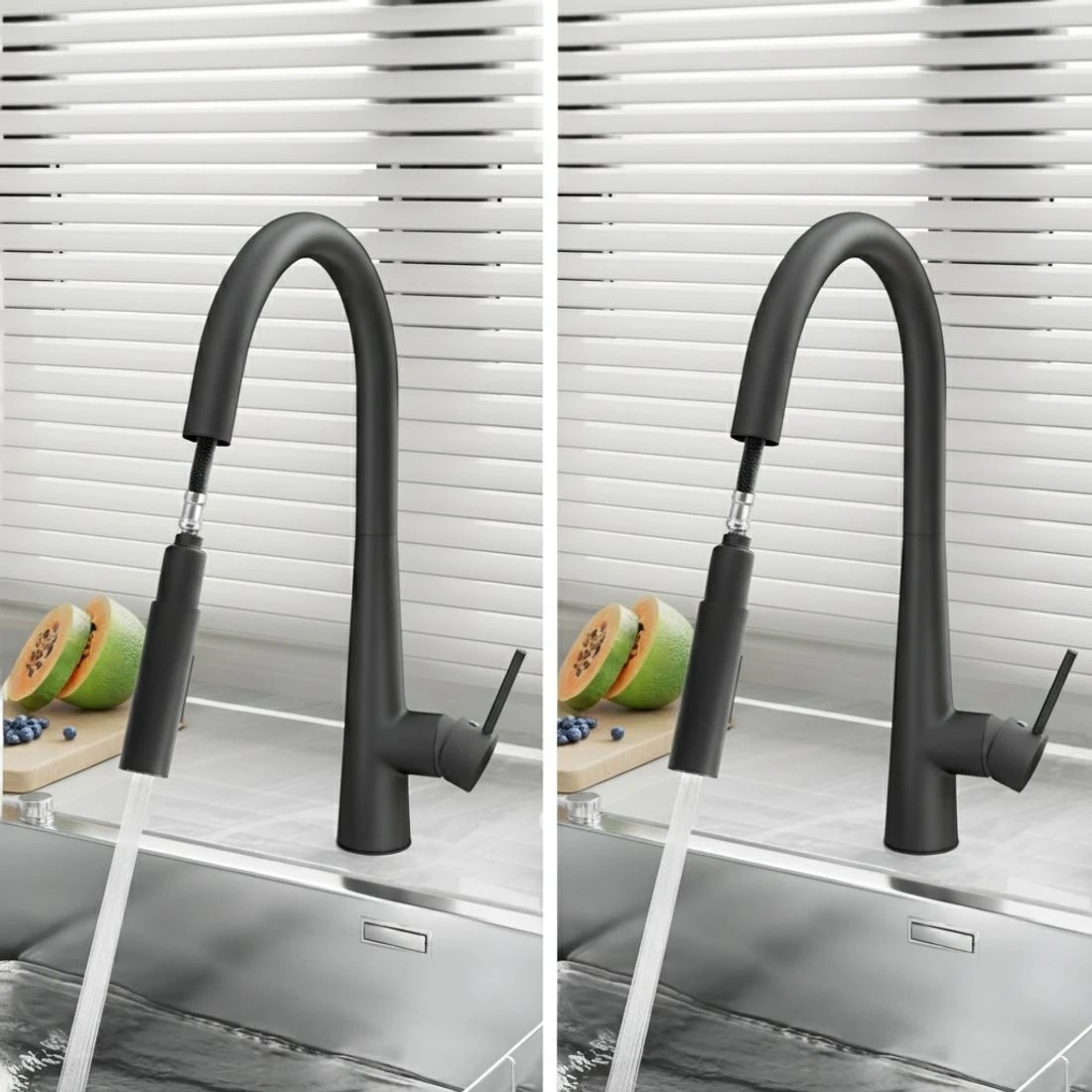 3 Cefito Kitchen Mixer Tap Pull Out Round 2 Mode Sink Basin Faucet Swivel WELS - Black, 3 of 4