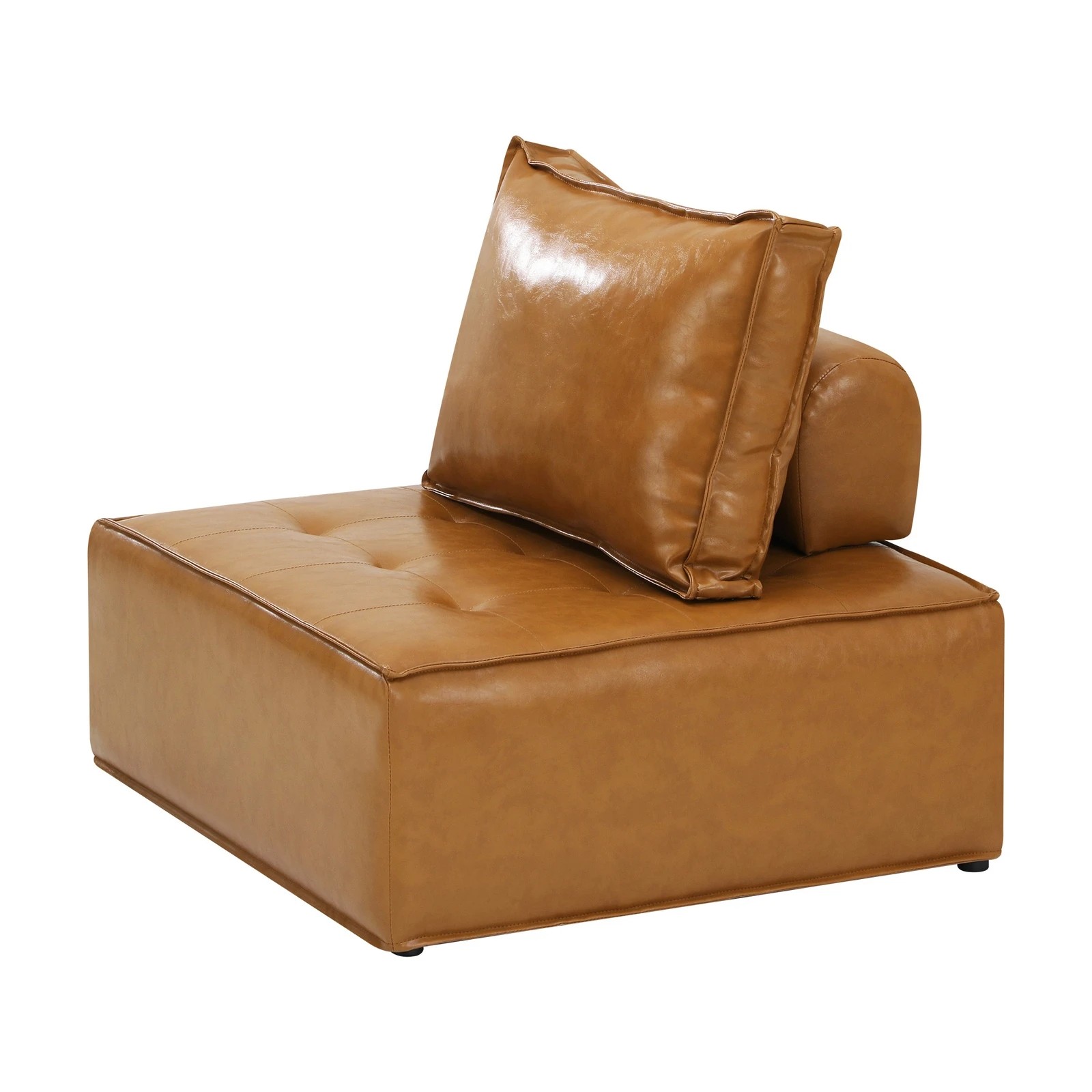 10 Oikiture 2pc Modular Sofa Lounge Chair Armless Tofu Back Pu Leather
 - Brown, 10 of 10