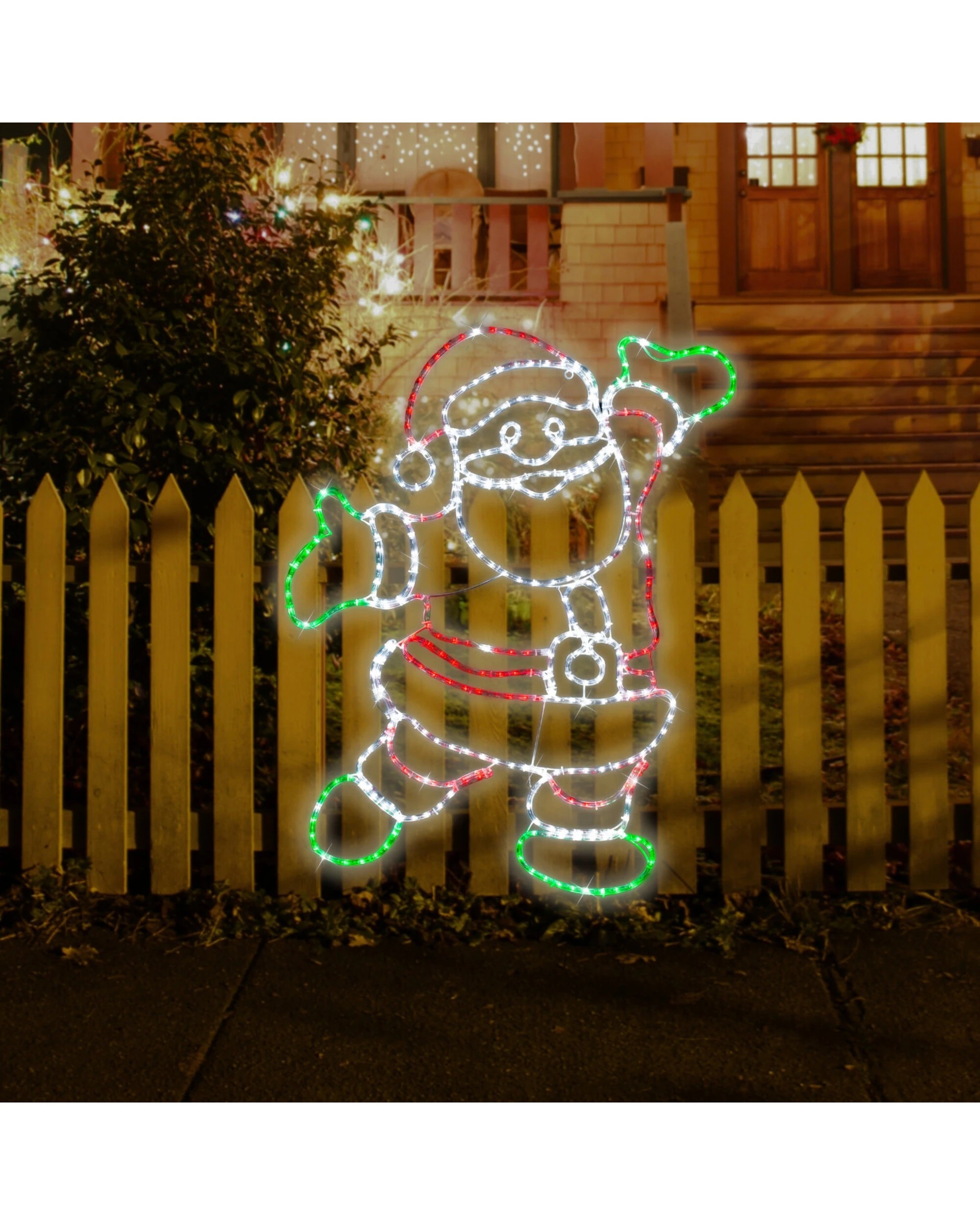 1 Festive Magic Happy Santa Twinkling LED Ropelight Decoration 101cm - Red, Green and White, 1 of 3