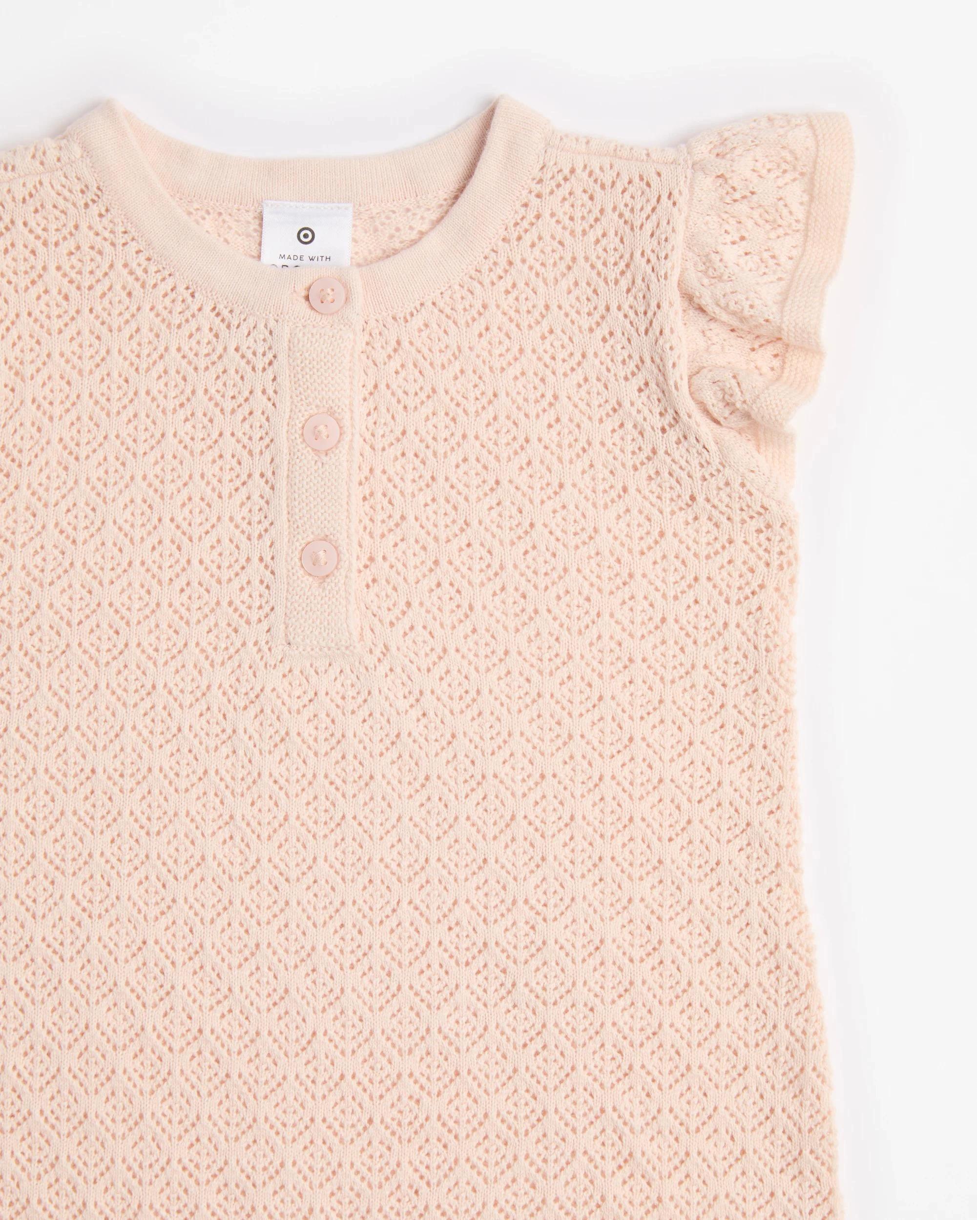 3 Target Organic Cotton Baby Knit Romper PINK, 3 of 4