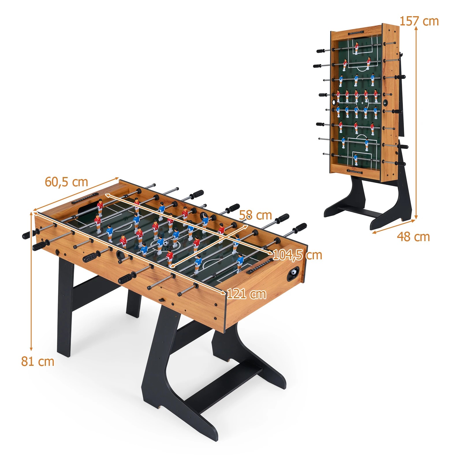 2 Costway 121cm Foldable Foosball Table Soccer Table Game 4 Players Freestanding Arcade Table Soccer, 2 of 2