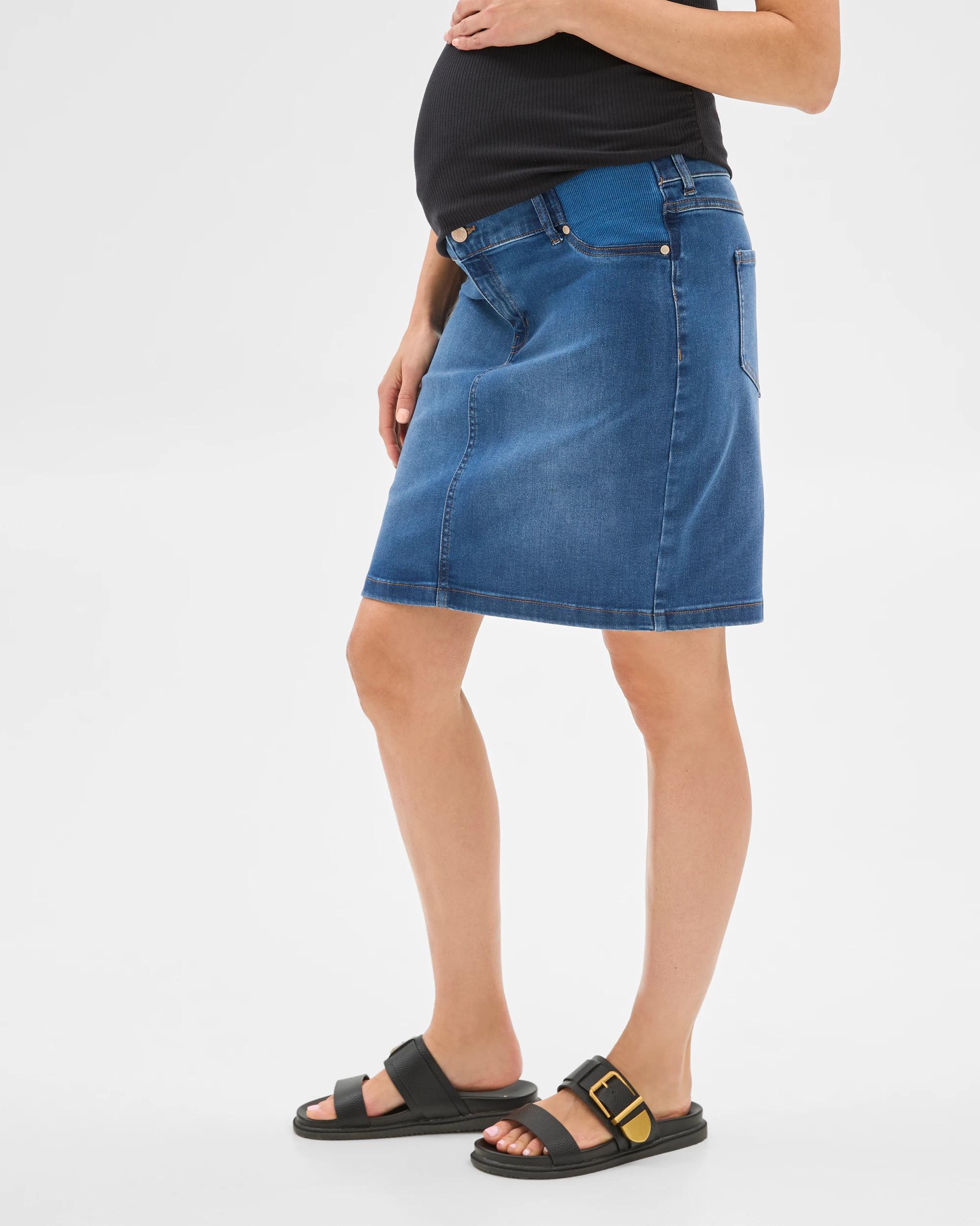 1 Target Maternity Denim Mini Skirt MEDITERRANEAN BLUE, 1 of 6