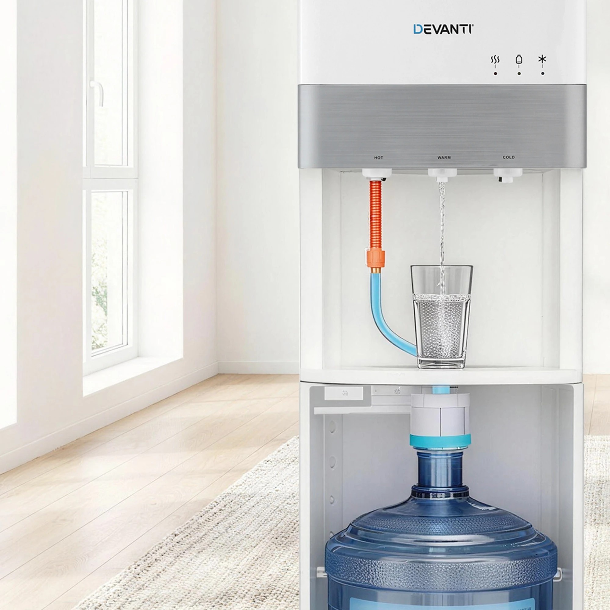 7 Devanti 3 Taps Water Cooler Dispenser Bottom Loading Dispenser Chiller Filter - White, 7 of 9