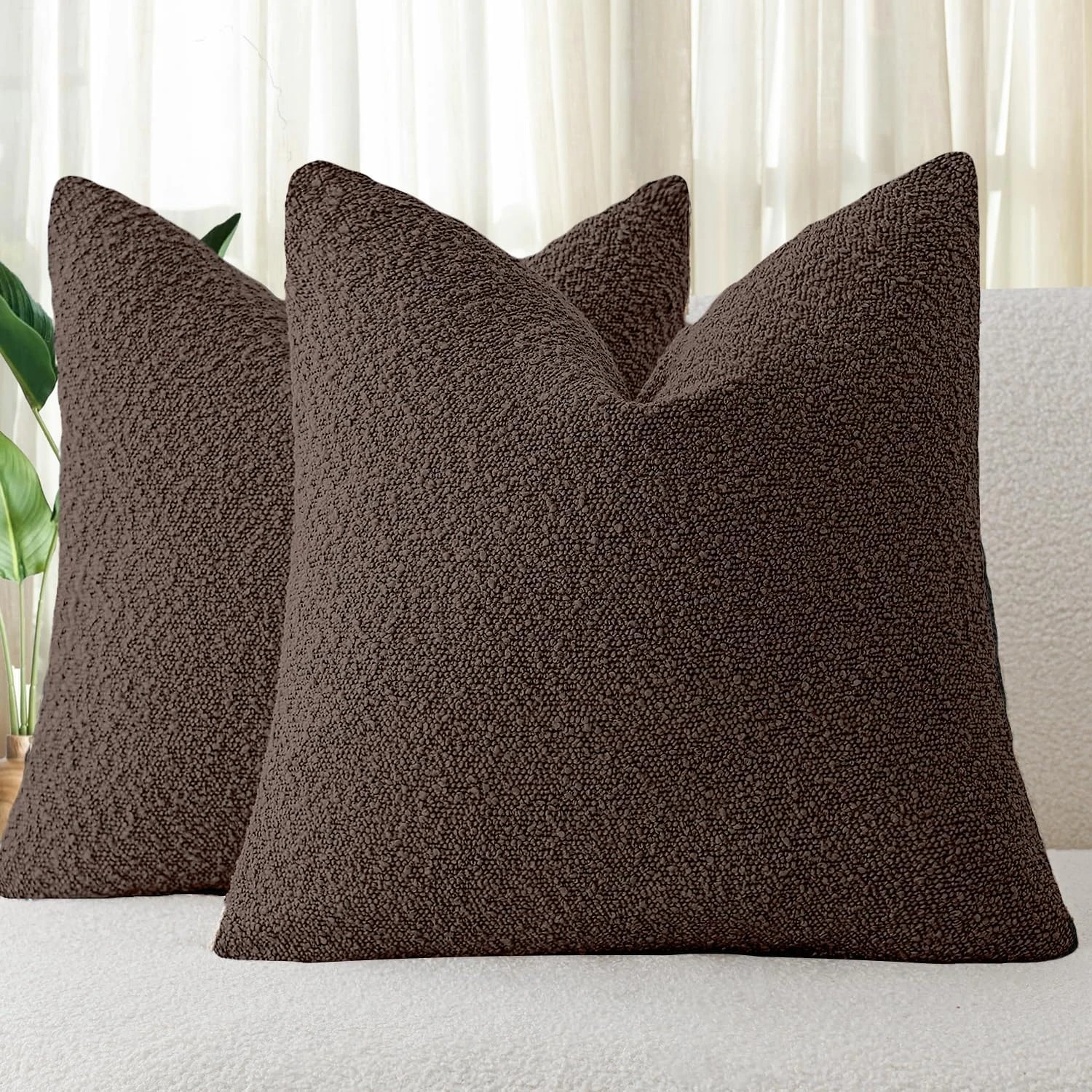 1 Gioia Casa 2-Pack Bouclé Cushion Covers 45x45cm - Brown, 1 of 4