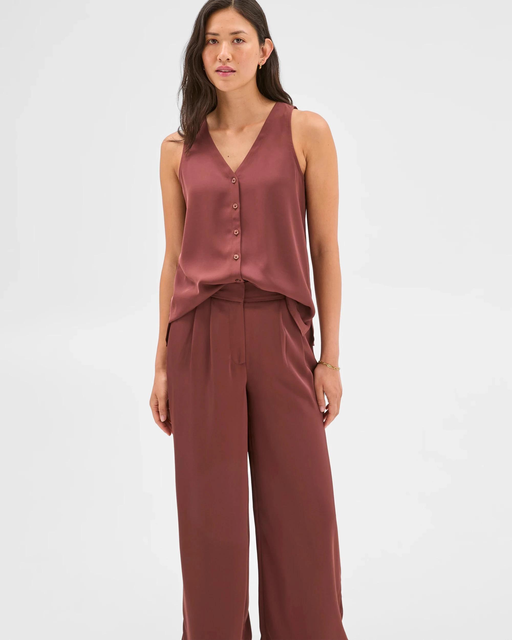 6 Pleat Front Pants - Preview RUM RAISIN, 6 of 6