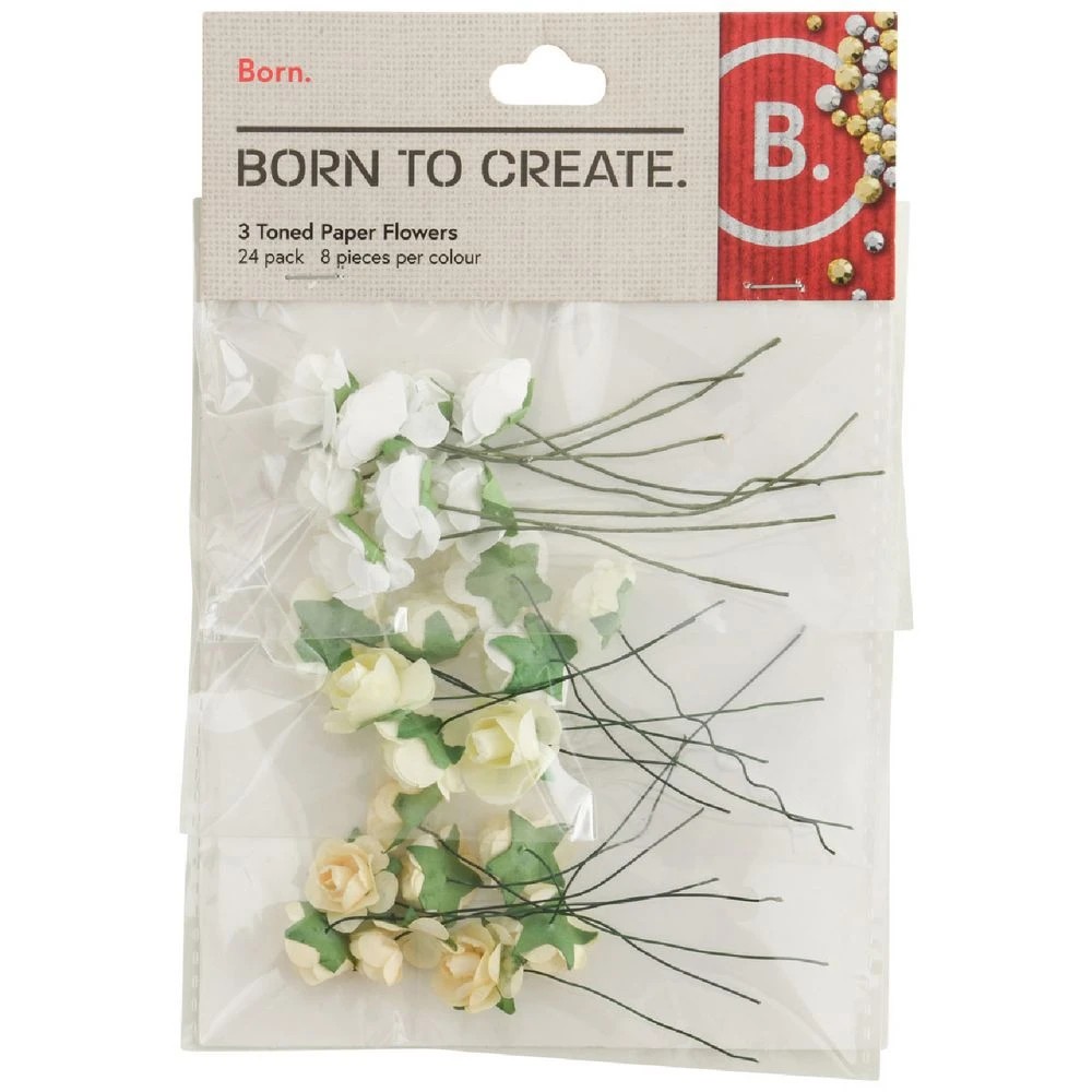 1 Born Small Paper Flowers 3 Tone 24 Pack, 1 of 2