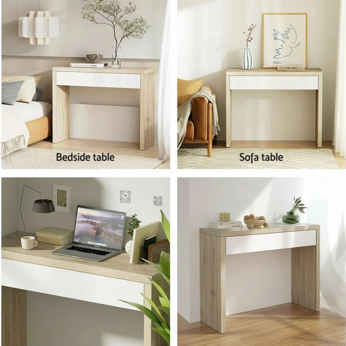 8 Artiss Console Table Storage Drawer Jory - White, 8 of 8