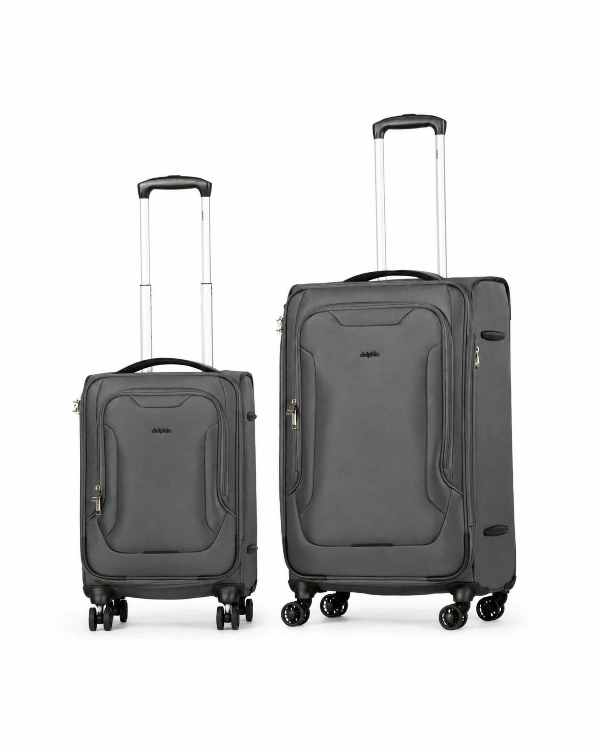 1 delphin caspian 2 Piece Suitcase Set Large & Carry-On - Grey, 1 of 5