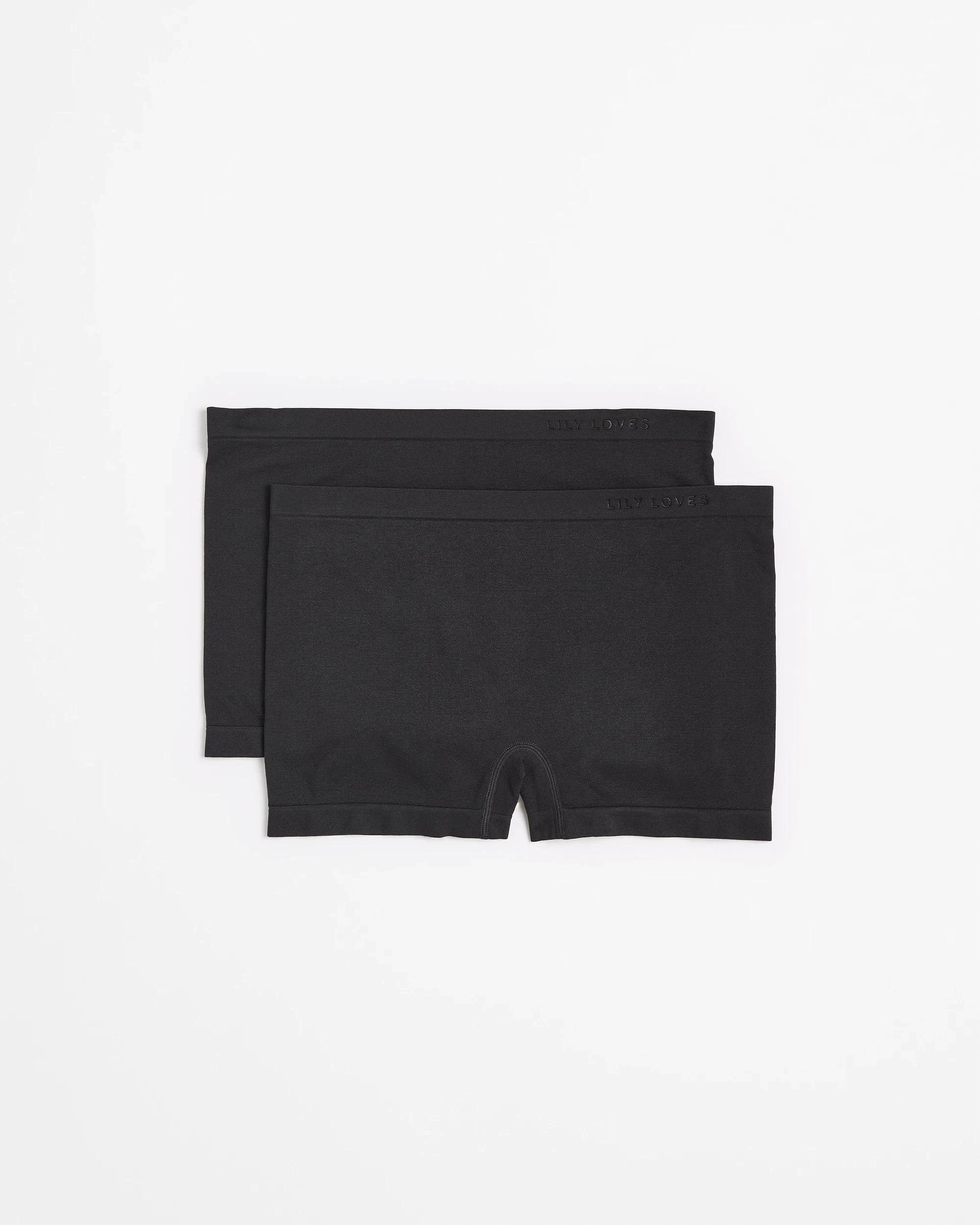 1 Lily Loves 2 Pack Seamfree Embossed Boyleg Briefs BLACK, 1 of 5