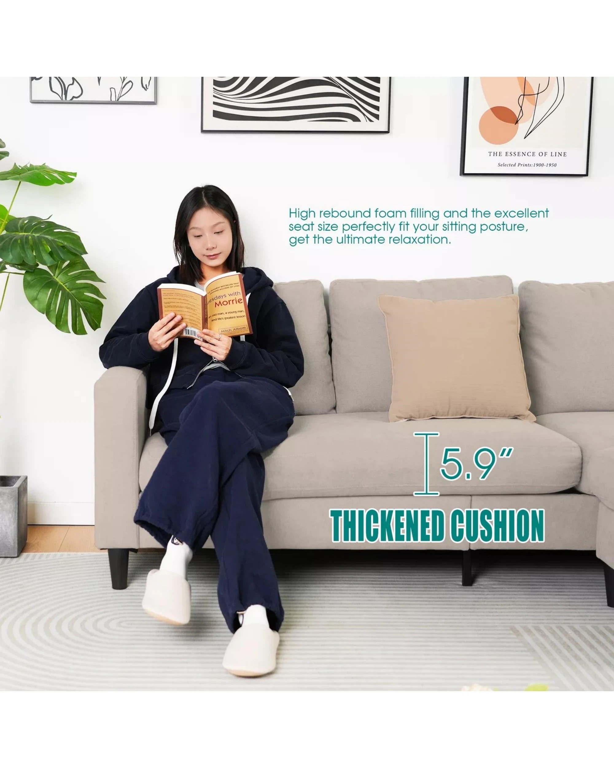 8 Advwin 3 Seater Sofa Modular Lounge Chaise Set With Storage Ottoman Beige, 8 of 10