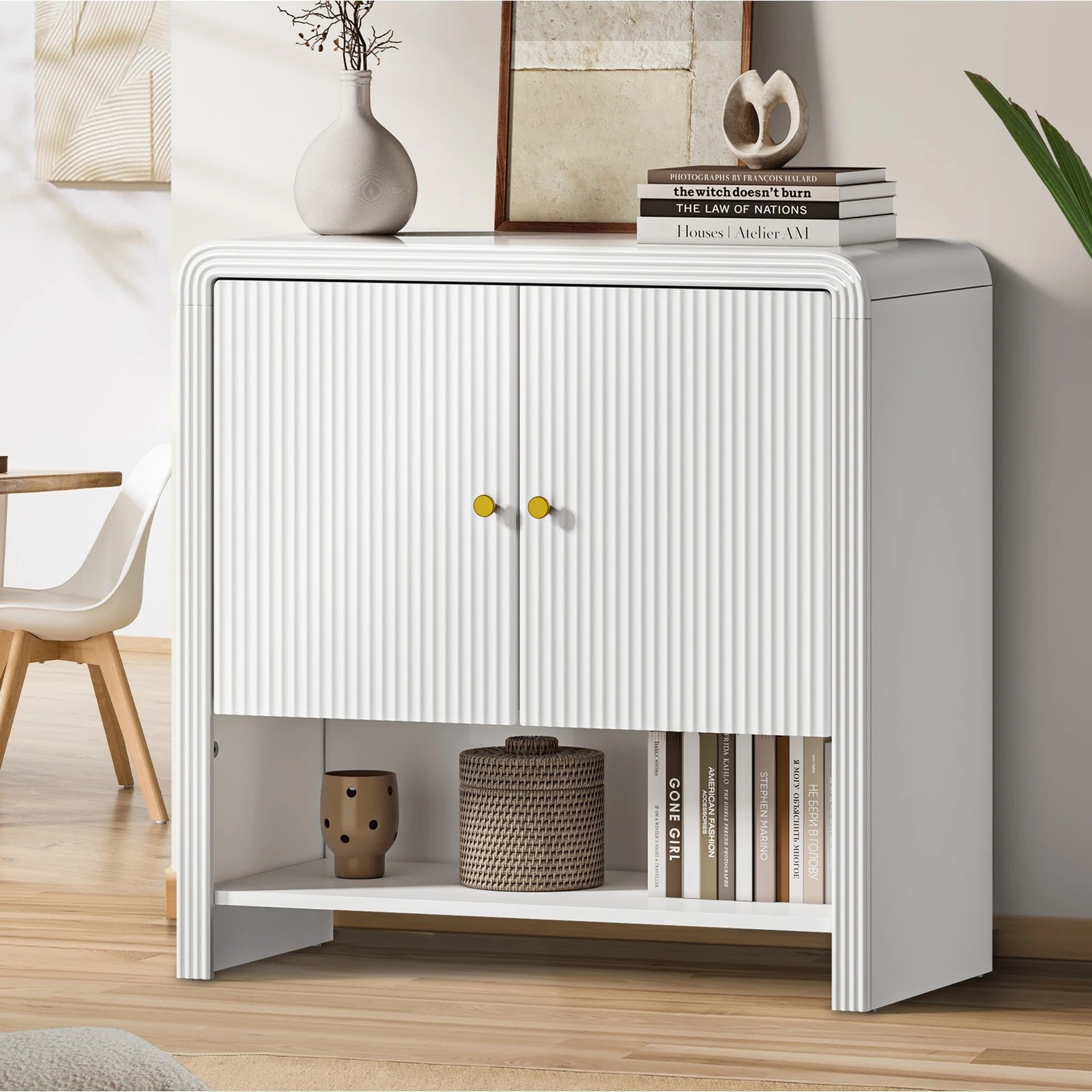 3 Oikiture Buffet Sideboard Storage Cabinet 2 Doors - White, 3 of 10
