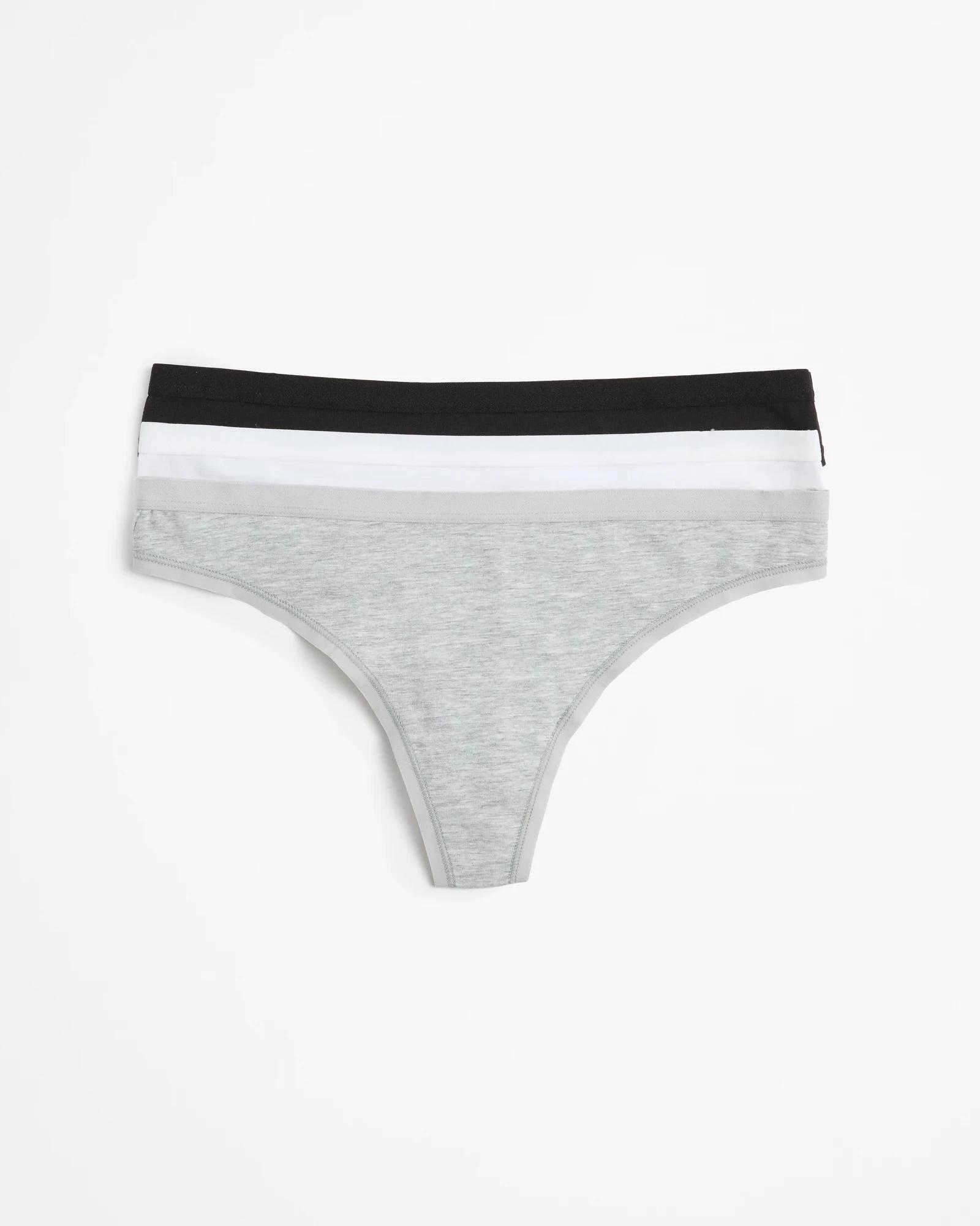 1 Australian Cotton G-String Briefs 3 Pack - Lily Loves GREY MARLE/BLACK/WHITE, 1 of 3