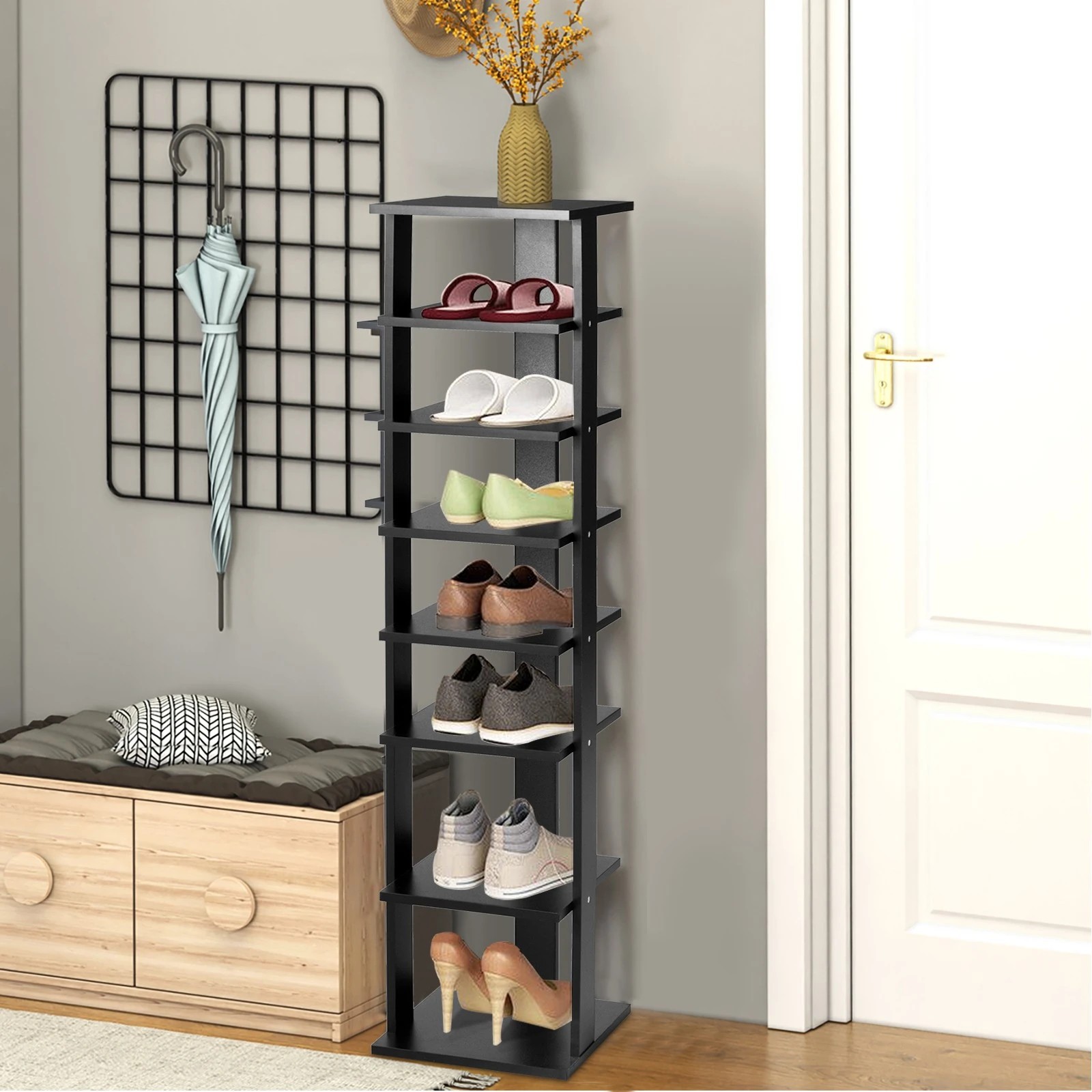3 Costway 8-Tier Single Shoe Rack Narrow Shoe Storage Organizer w/Removable Shelf, 3 of 3