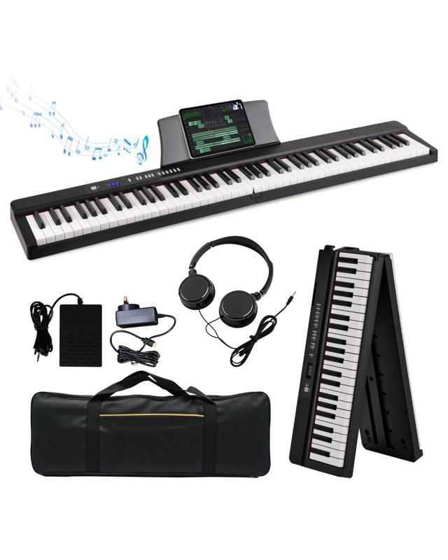Advwin 88-Key Foldable Electronic Keyboard Piano Portable Full-size Semi Weighted Digital P