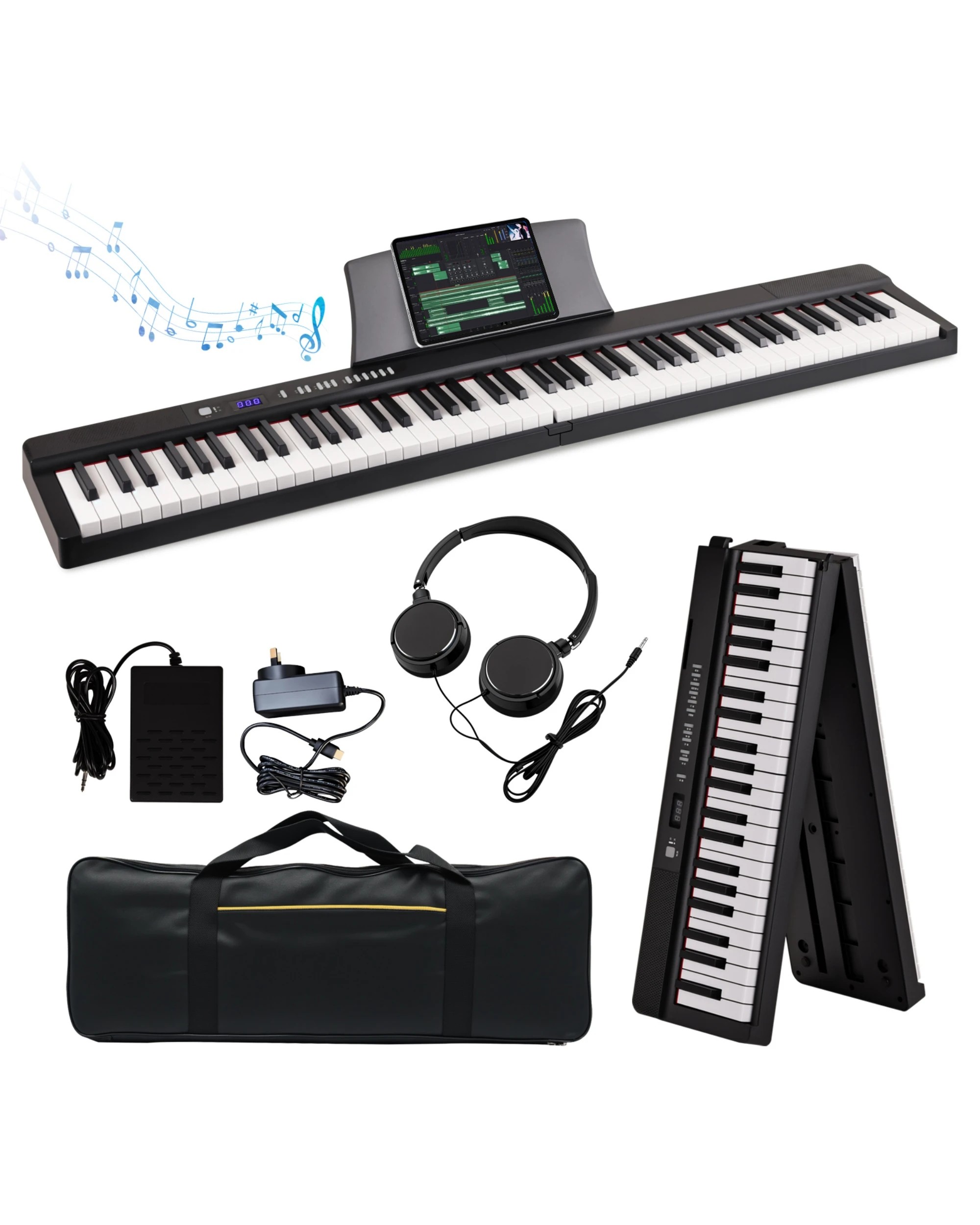 1 Advwin 88-Key Foldable Electronic Keyboard Piano Portable Full-size Semi Weighted Digital Piano, 1 of 10