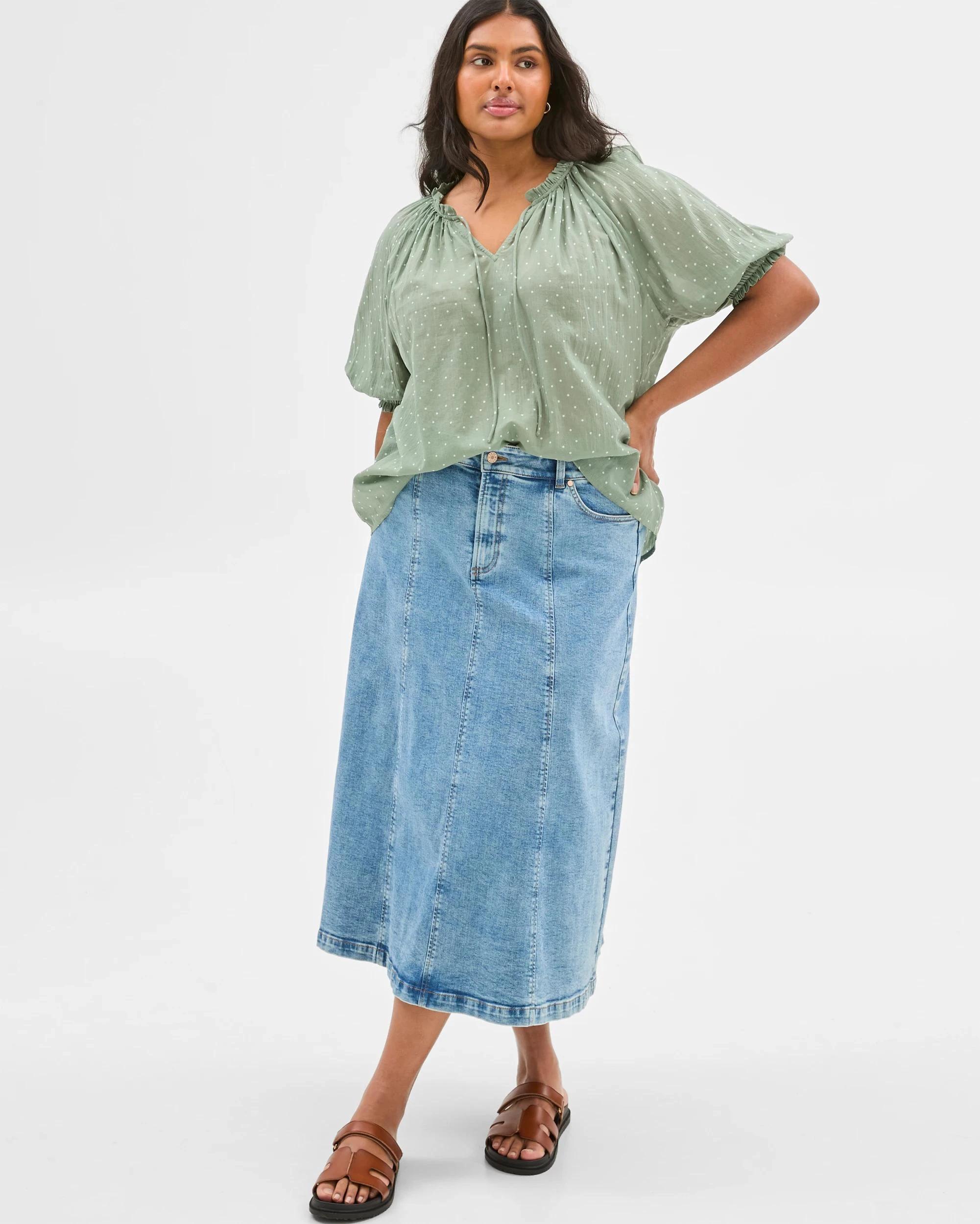 3 Target Plus Size 3/4 Poet Sleeve Blouse SEAGRASS SPOT, 3 of 6