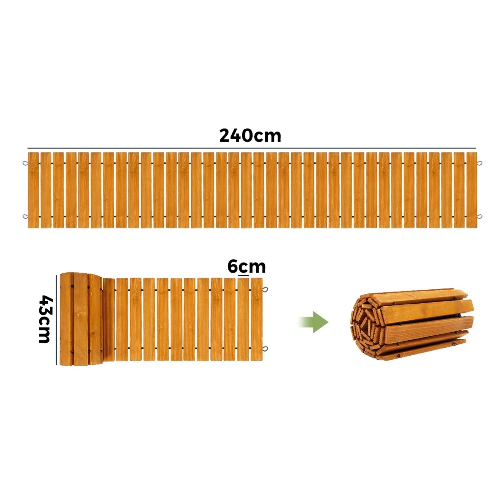 2 Livsip Garden Wooden Pathway 8ft Straight Roll-Out Wood Walkway Outdoor Backyard - Natural, 2 of 9