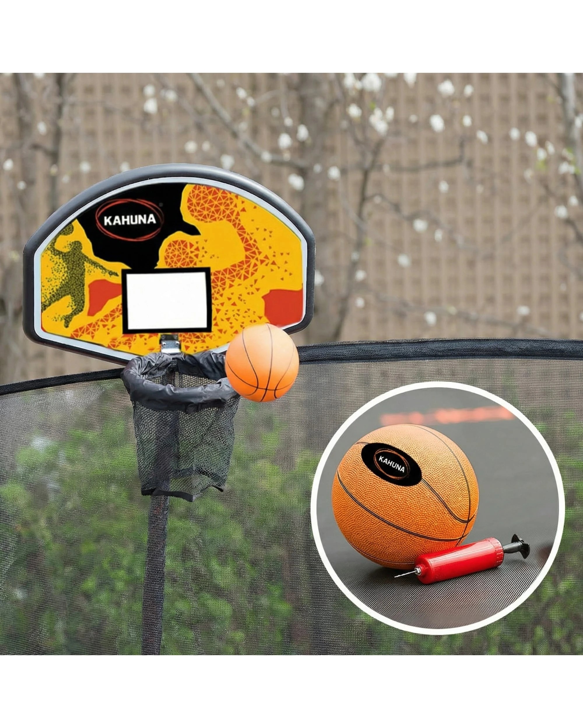 9 Kahuna Trampoline 10 ft with Basketball Set and Roof - Pattern, 9 of 10