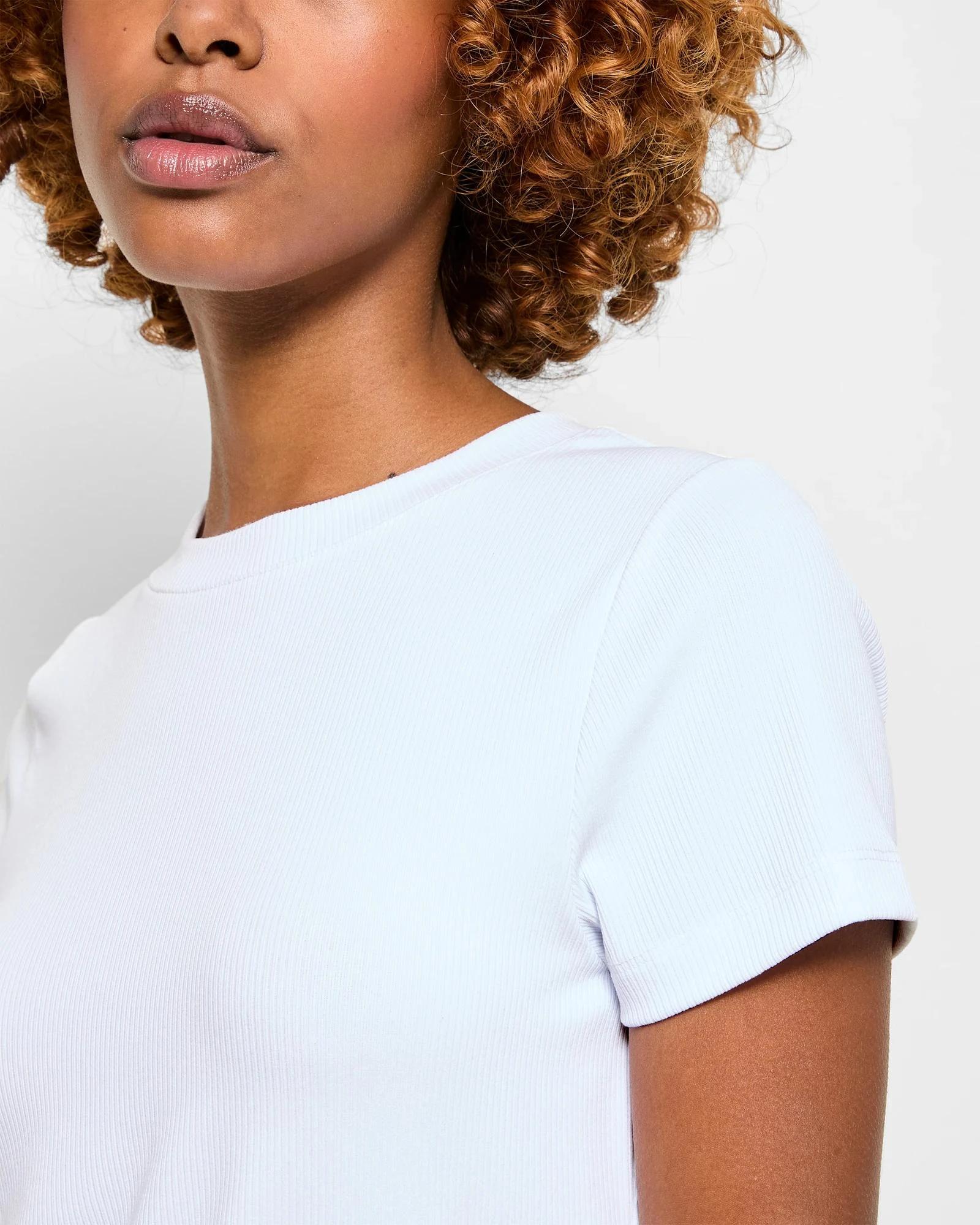 4 Target Petites Crew Neck Ribbed T-Shirt WHITE, 4 of 6