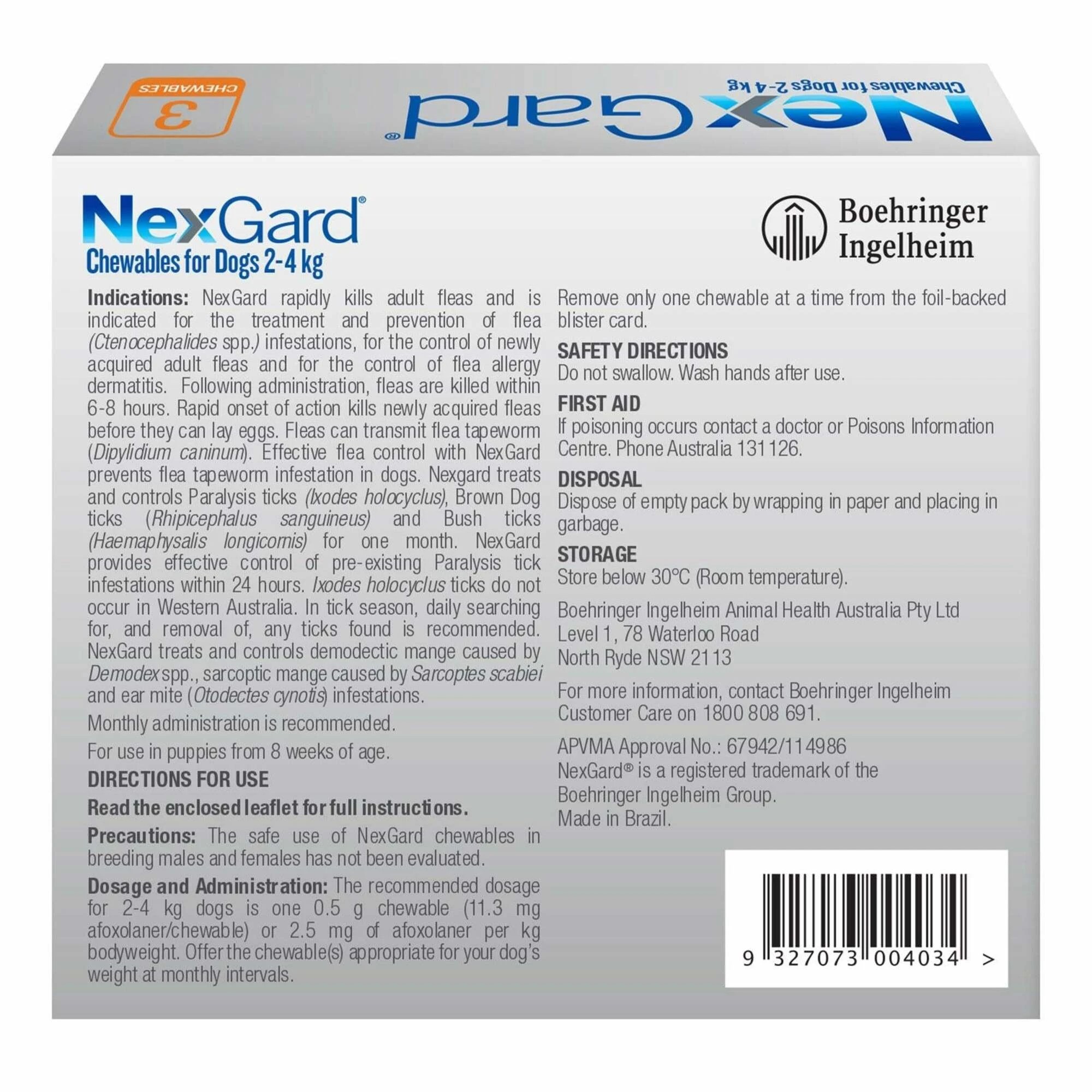 2 Nexgard For Dogs Orange Small 2.0-4kg - 3 Months Supply, 2 of 2
