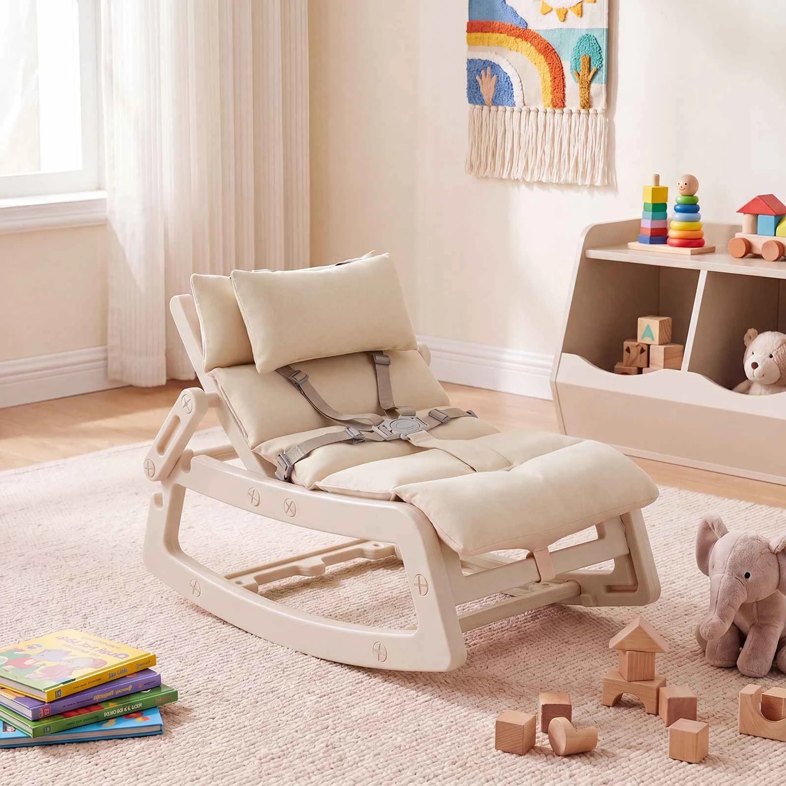 Costway Kids Rocking Sofa Chair Rocker Recliner Adjustable Backrest ...