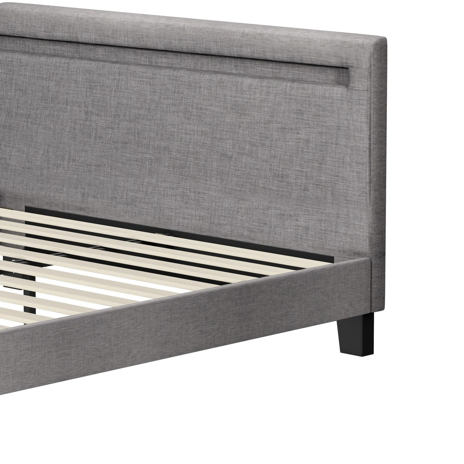 8 Oikiture Double Bed Frame With Rgb Led Headboard
 - Grey, 8 of 10