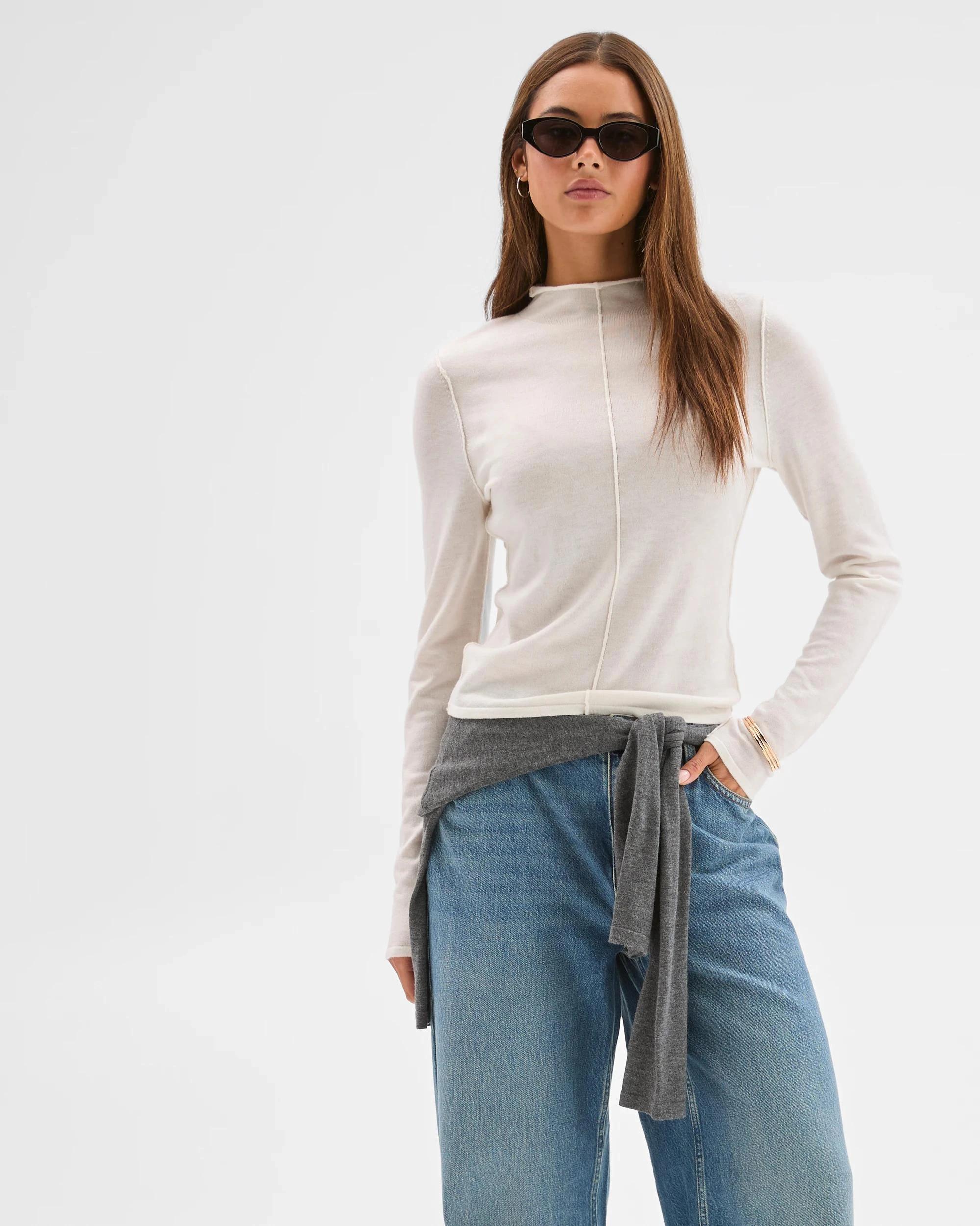 2 Lily Loves Exposed Seam Skivvy Top LIGHT CREAM, 2 of 7