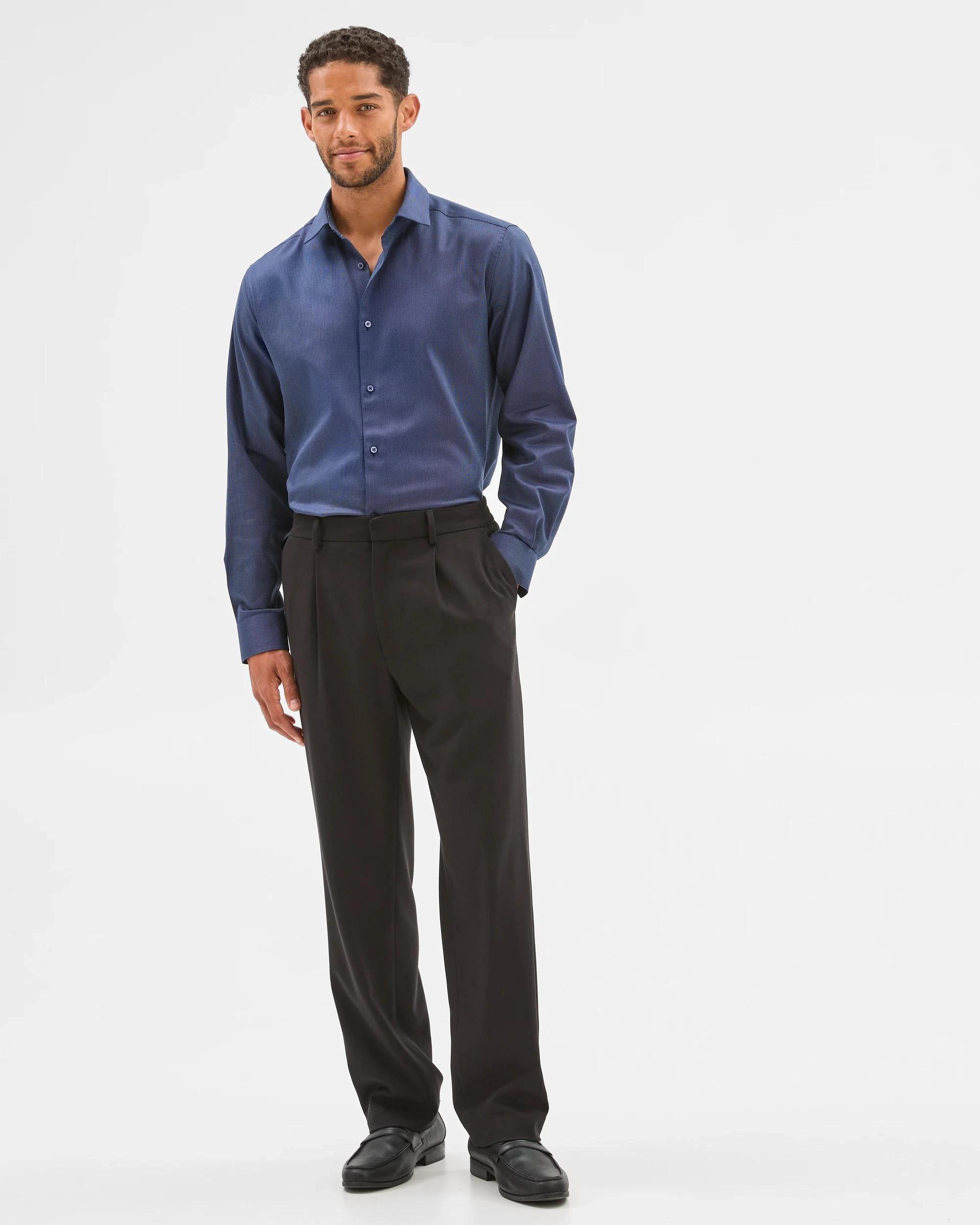 3 Preview Australian Cotton Textured Shirt NAVY, 3 of 6