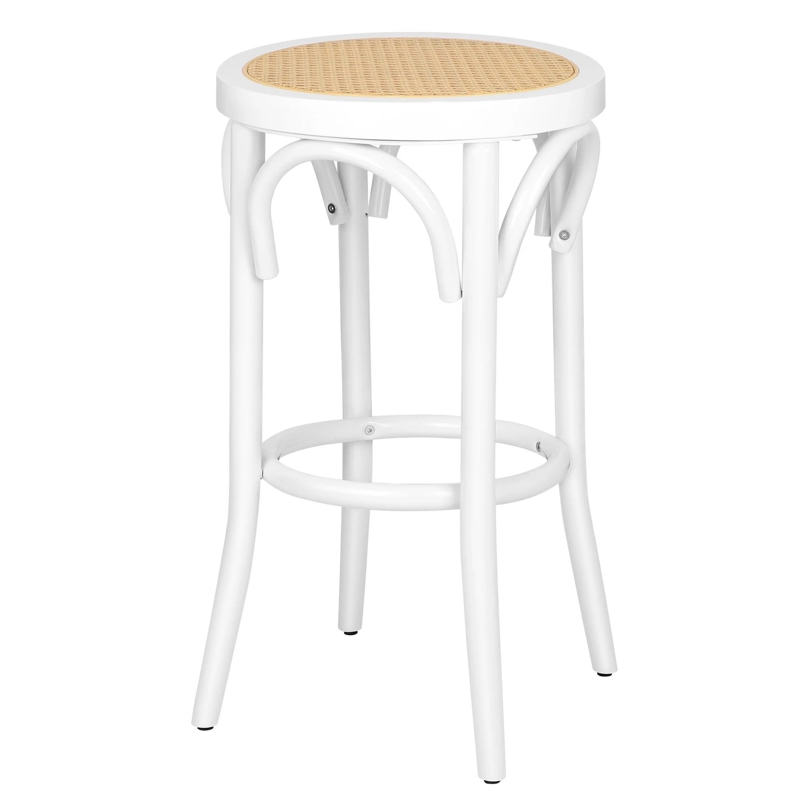7 Alfordson 2x Bar Stools Kitchen Vintage Chair Rattan Mesh Seat Renata - White, 7 of 9