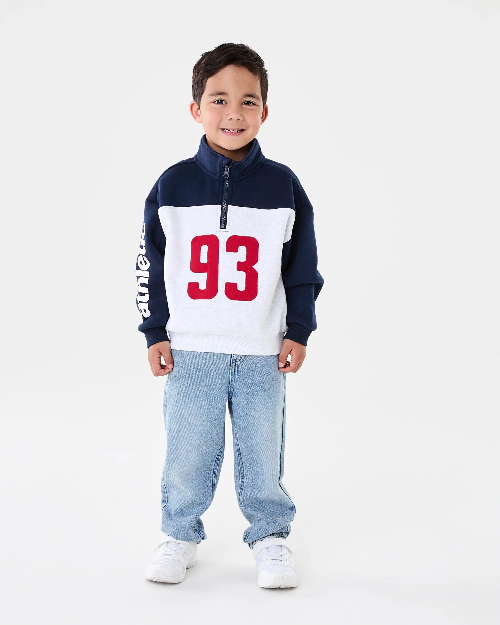 7 Oversized Quarter Zip Sweatshirt Wht Marle, 7 of 8
