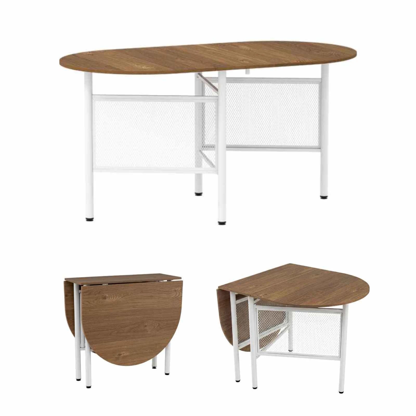 1 Costway Folding Dining Table Drop Leaf Kitchen Counter Height Metal Writing Craft Station Bar - Natural, 1 of 4