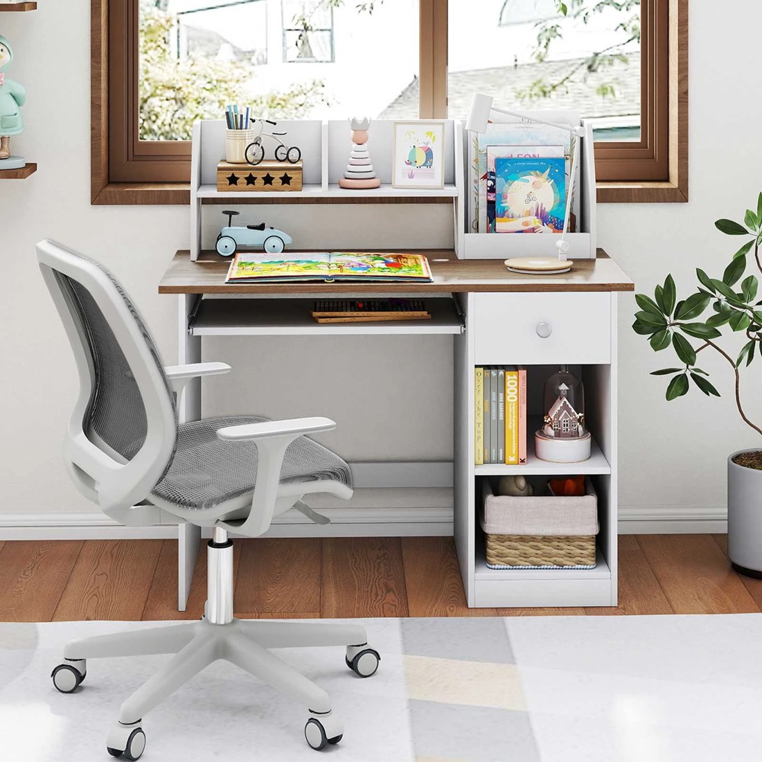 2 Costway Computer Desk Office Kids Study Table Workstation Natural, 2 of 3