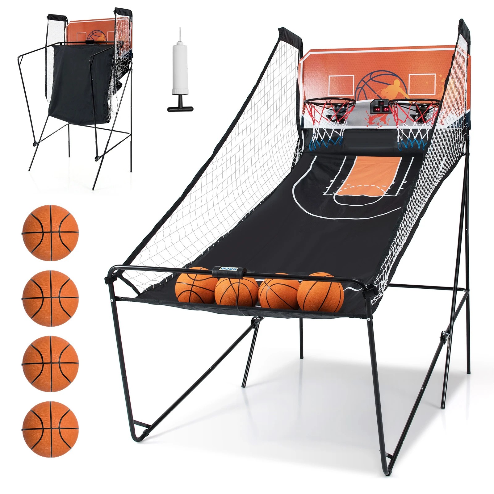 1 Costway Foldable Basketball Arcade Game Kids Basketball Hoop Machine w/8 Playing Modes, 1 of 1