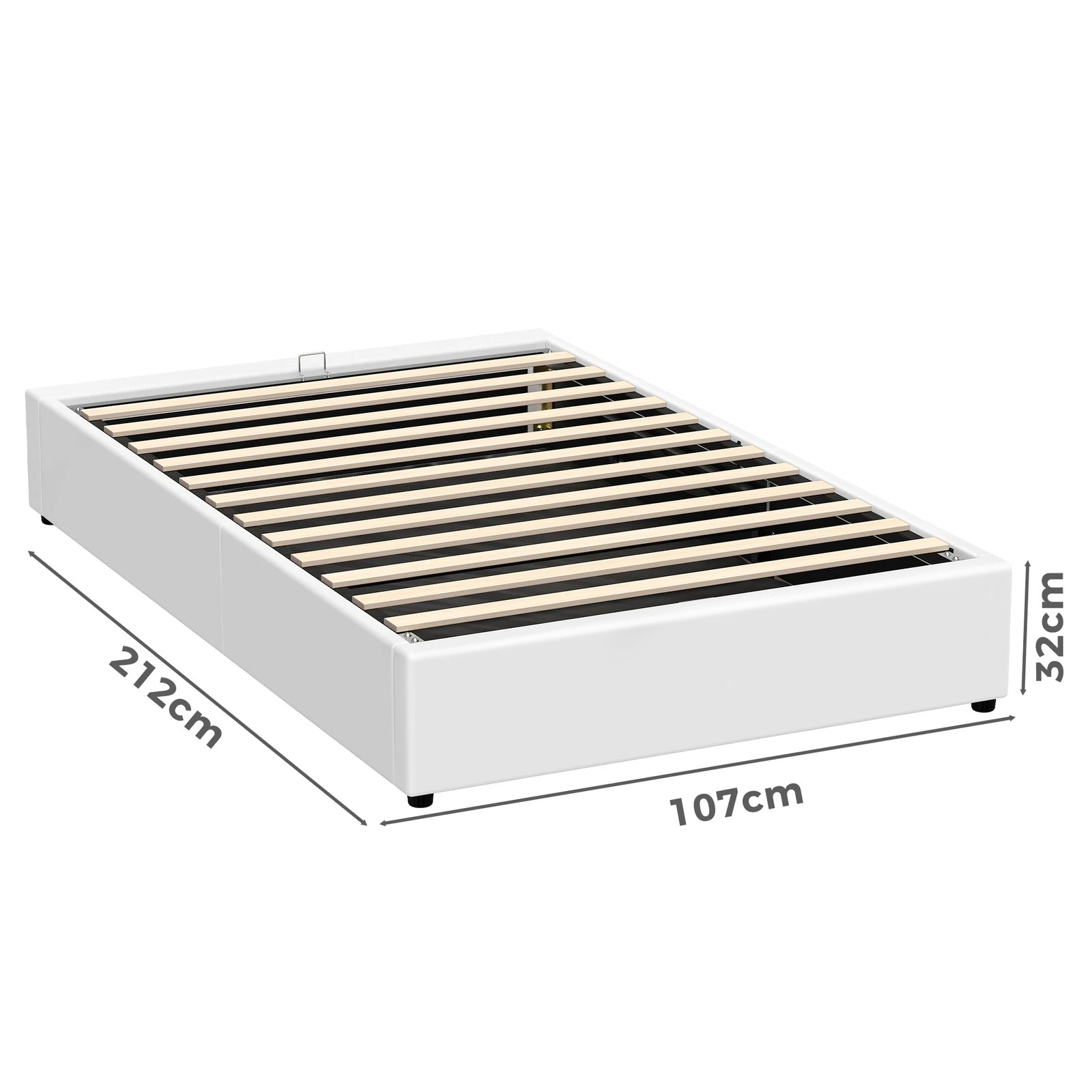 3 Alfordson Bed Frame Single Size Gas Lift Storage Mattress Base Barlow - White, 3 of 10