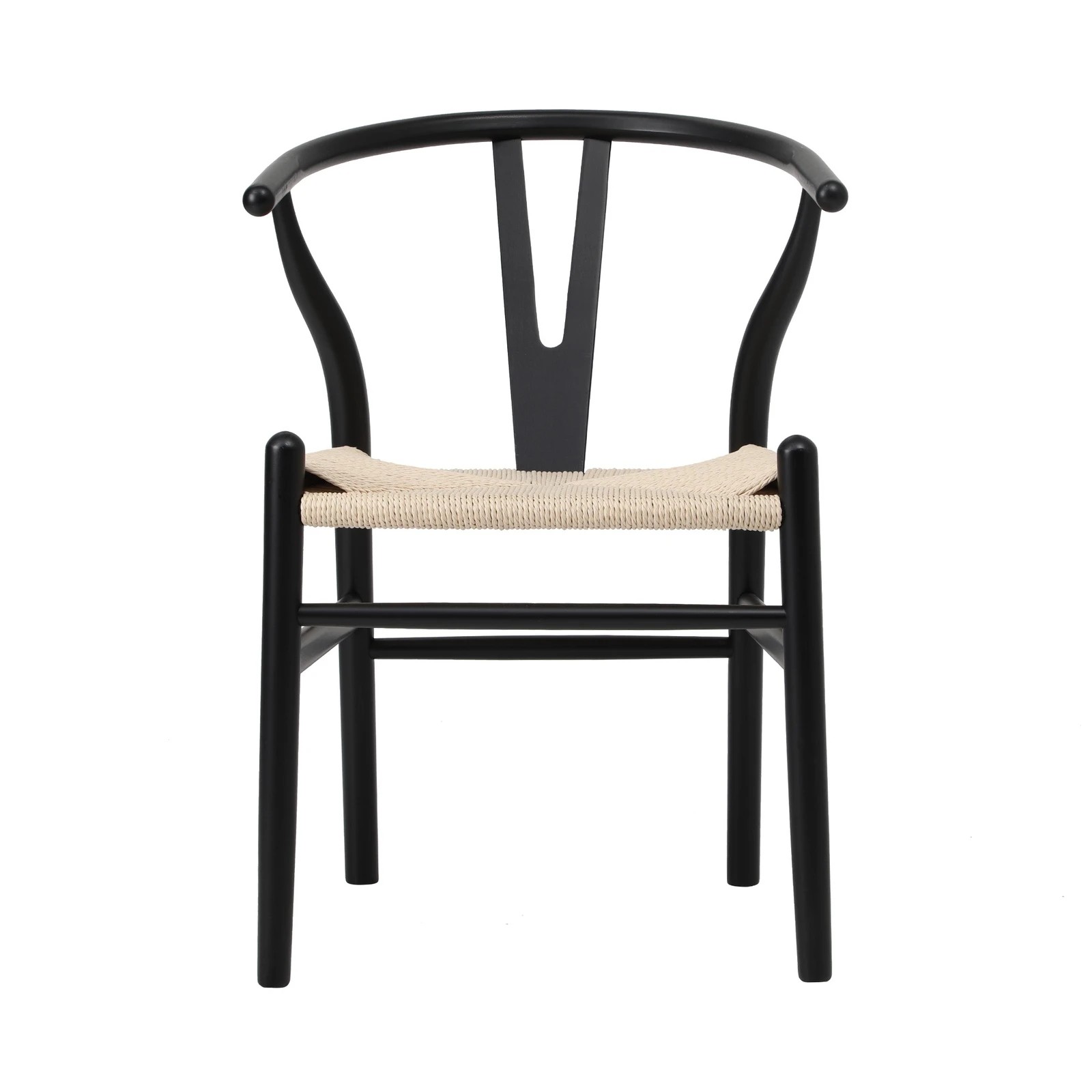 6 Oikiture Dining Chair Wooden Hans Wegner Chair Wishbone Cafe Lounge Seat
 - Black, 6 of 10