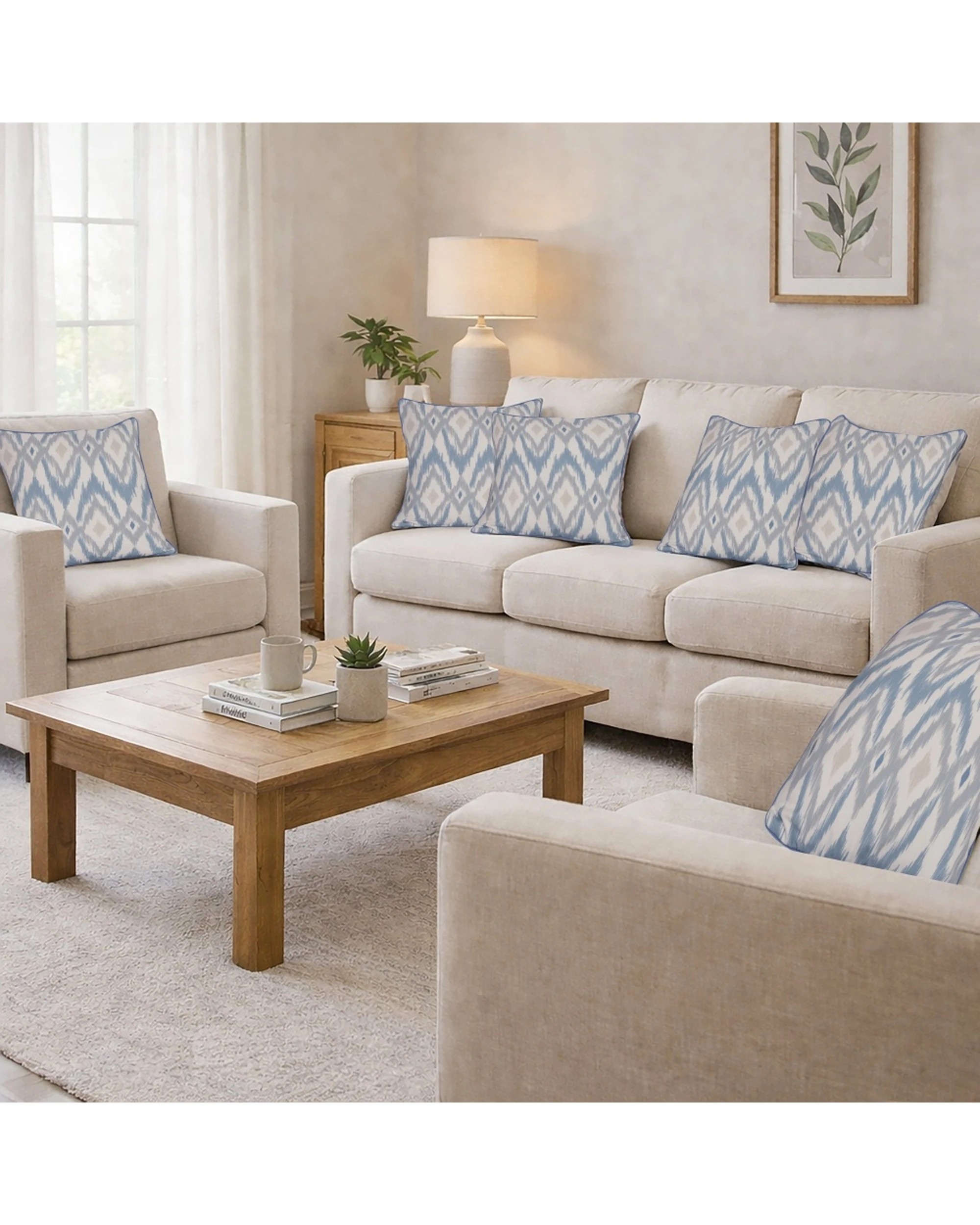 3 Urban Style Cushion Decorative Throw Pillow Geo Diamond 45x45cm - Blue, 3 of 6
