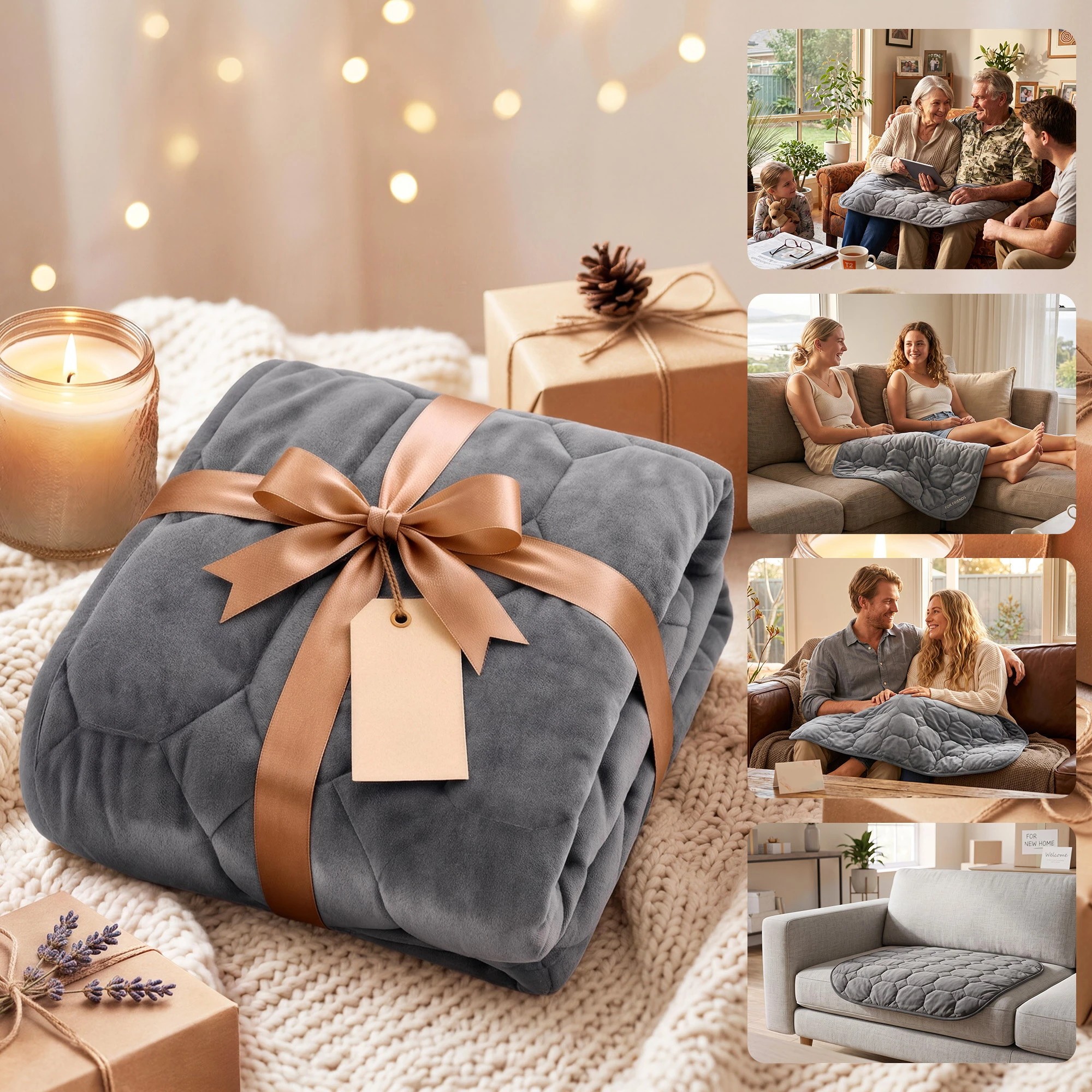 8 Giselle Bedding Weighted Lap Blanket 3.2KG Crystal Quilted Glass Bead Fill for Sofa Office - Grey, 8 of 9