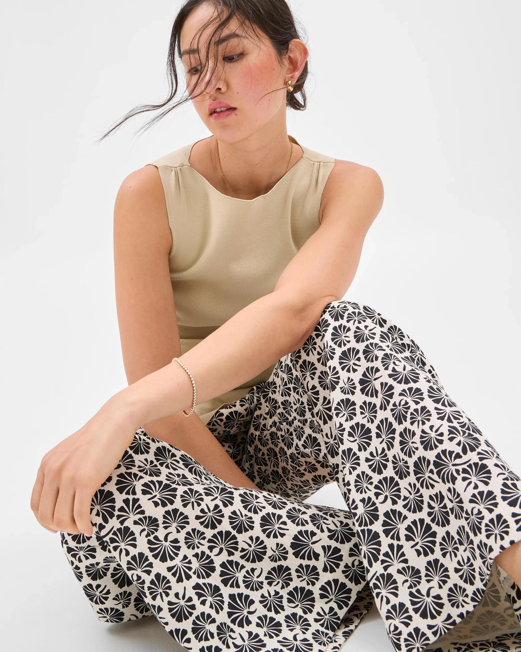 1 Summer Twill Pleat Waist Wide Leg Pants - Preview LINEAR FLORAL, 1 of 10